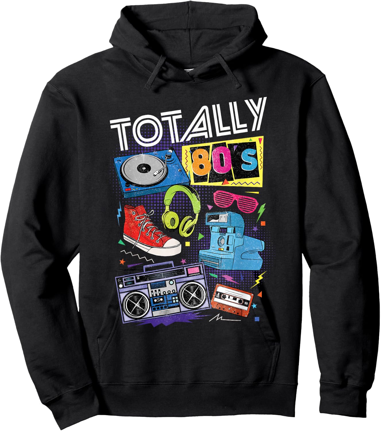 Funny 80s Retro 1980s Party Totally 80s Turntable Cassette Hoodie - Hoodie | Black