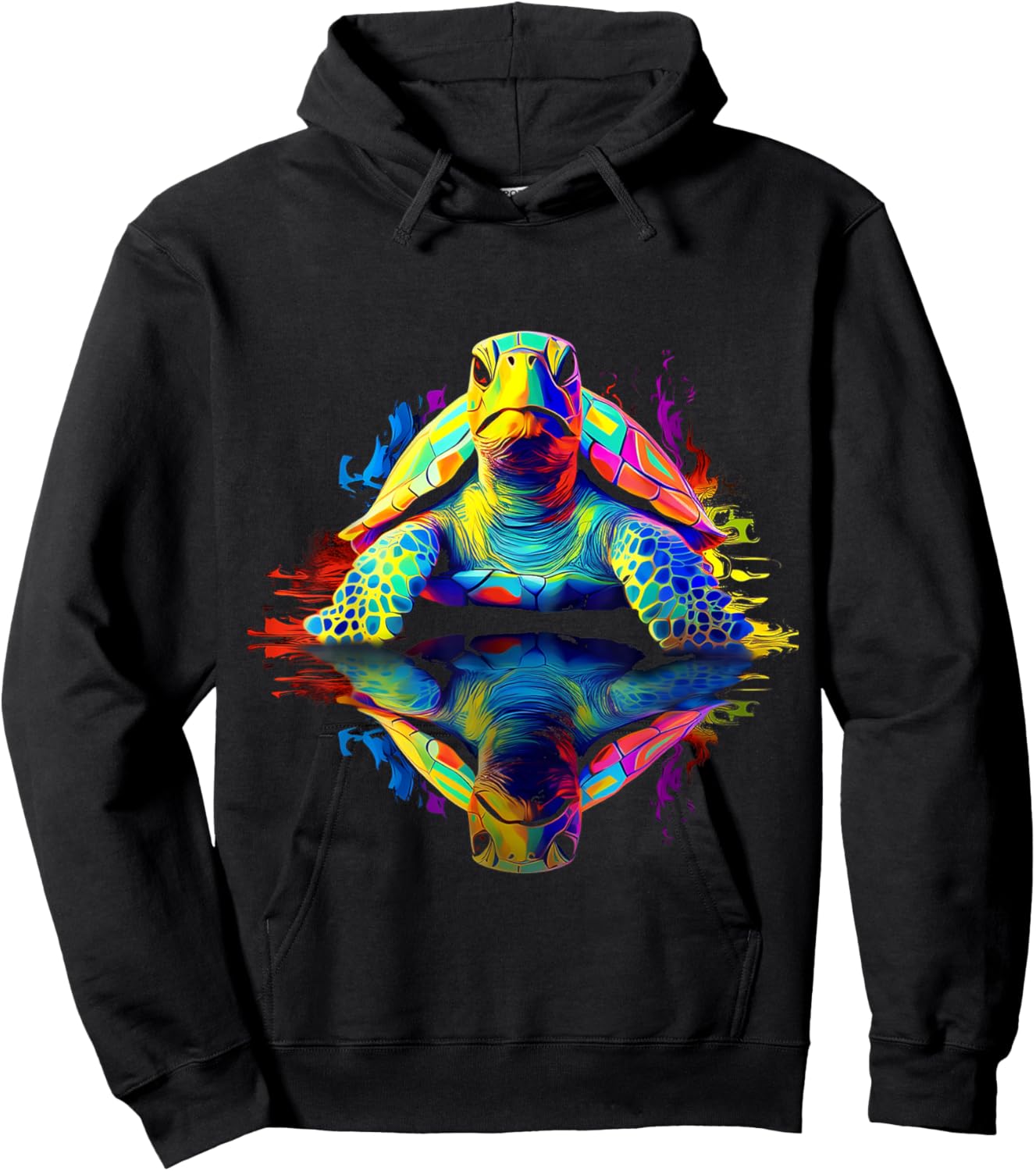 Turtle Abstract Art Animal Lover Colorful Graphic Turtle Hoodie - Hoodie | Black
