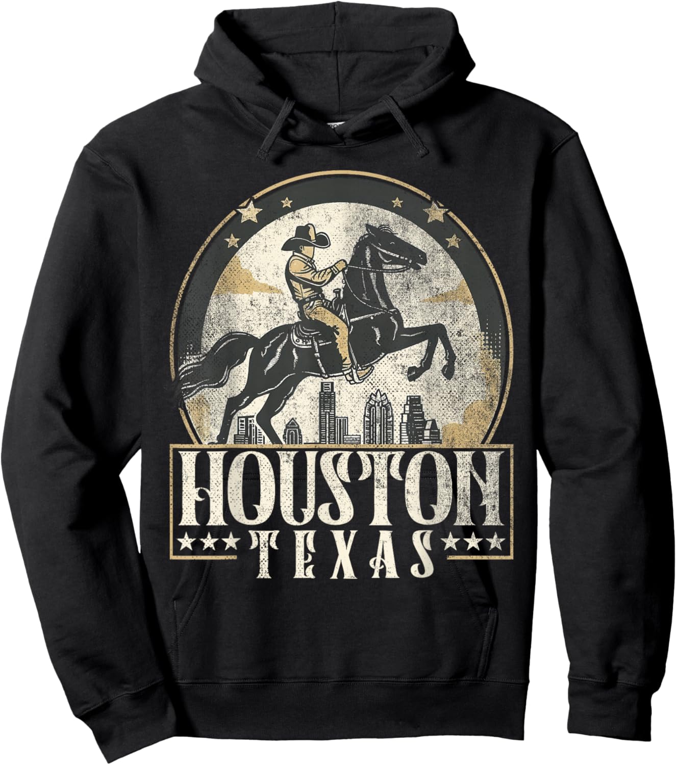 Houston Texas TX | cowboy skyline Hoodie - Hoodie | Black