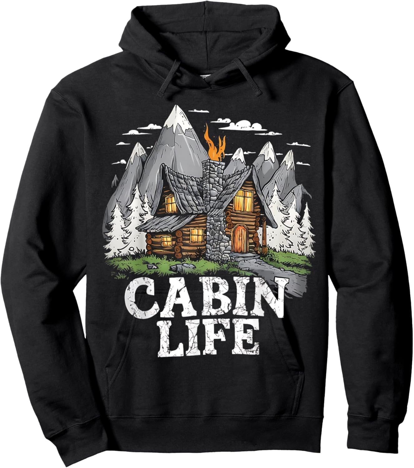 Logged Out Funny Log Cabin Life Mountain Ourdoor Camping Hoodie - Hoodie | Black