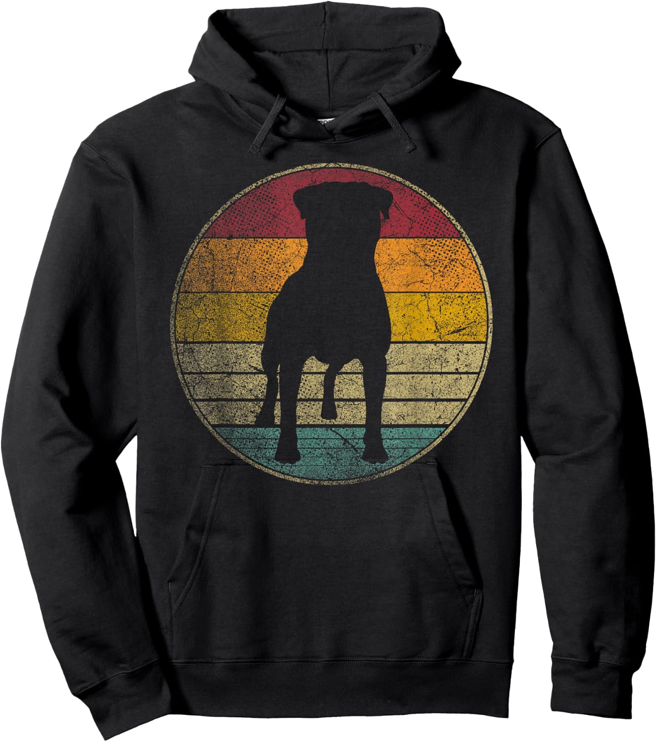Rottweiler Dog Vintage Distressed Retro Style Silhouette Women Kids Hoodie - Hoodie | Black