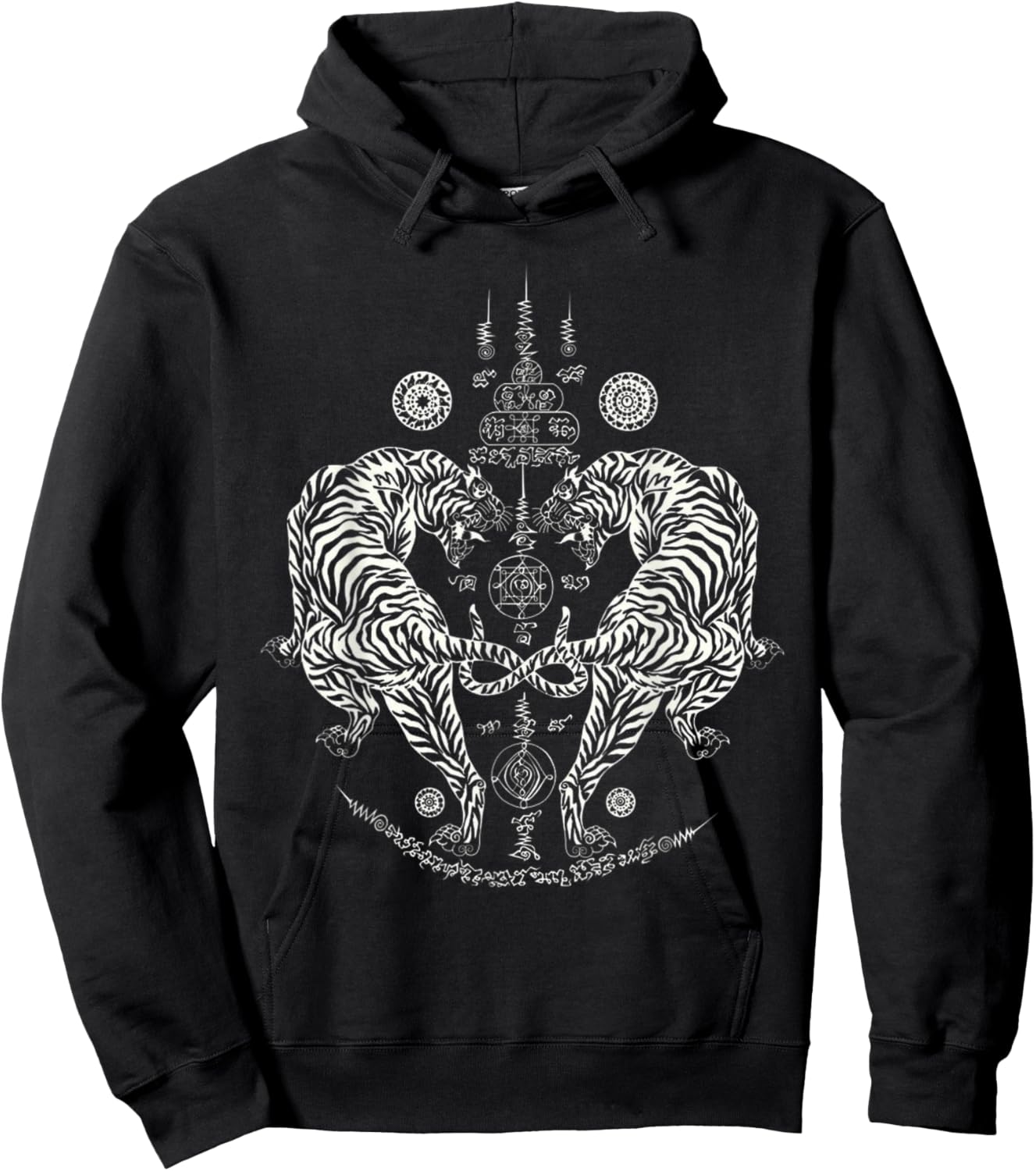 Sak Yant Thai Tattoo Twin Tiger For Muay Thai Fighter. Hoodie - Hoodie | Black