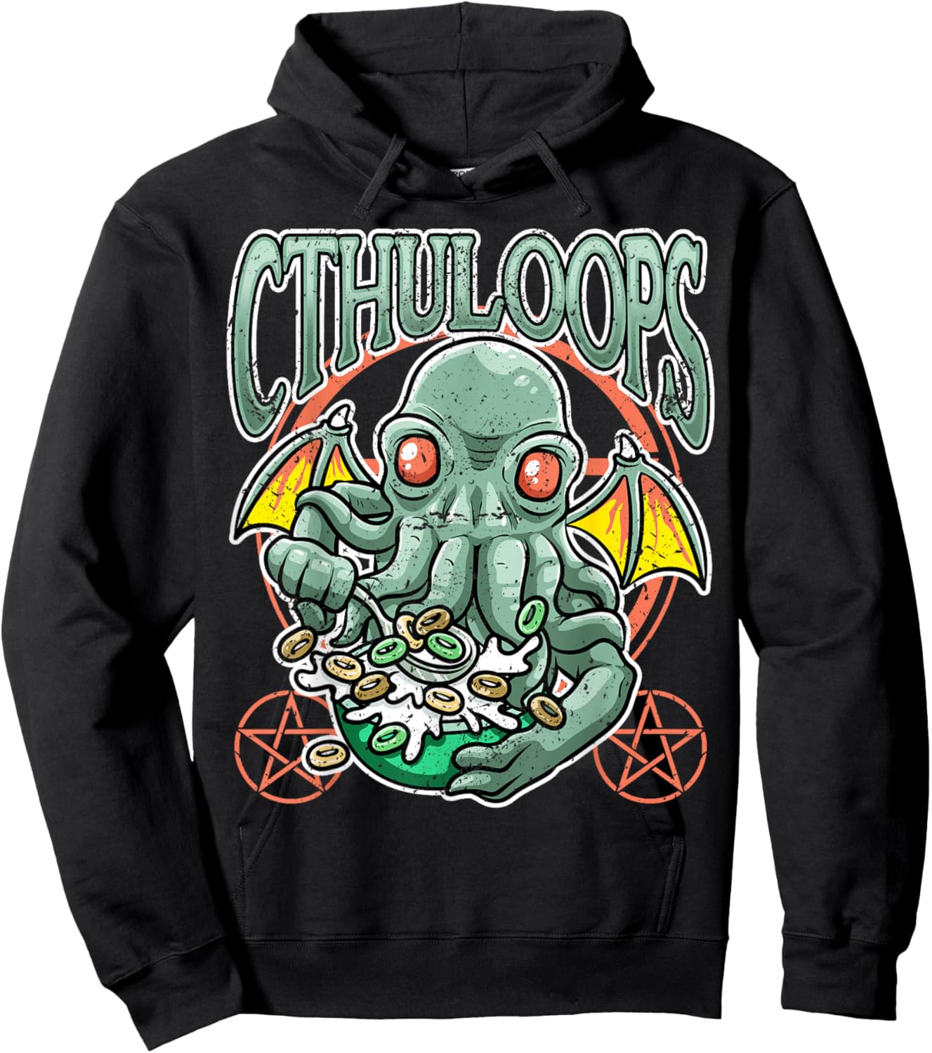 Cthuloops eating cereal Funny Cthulhu monster lover Hoodie - Hoodie | Black