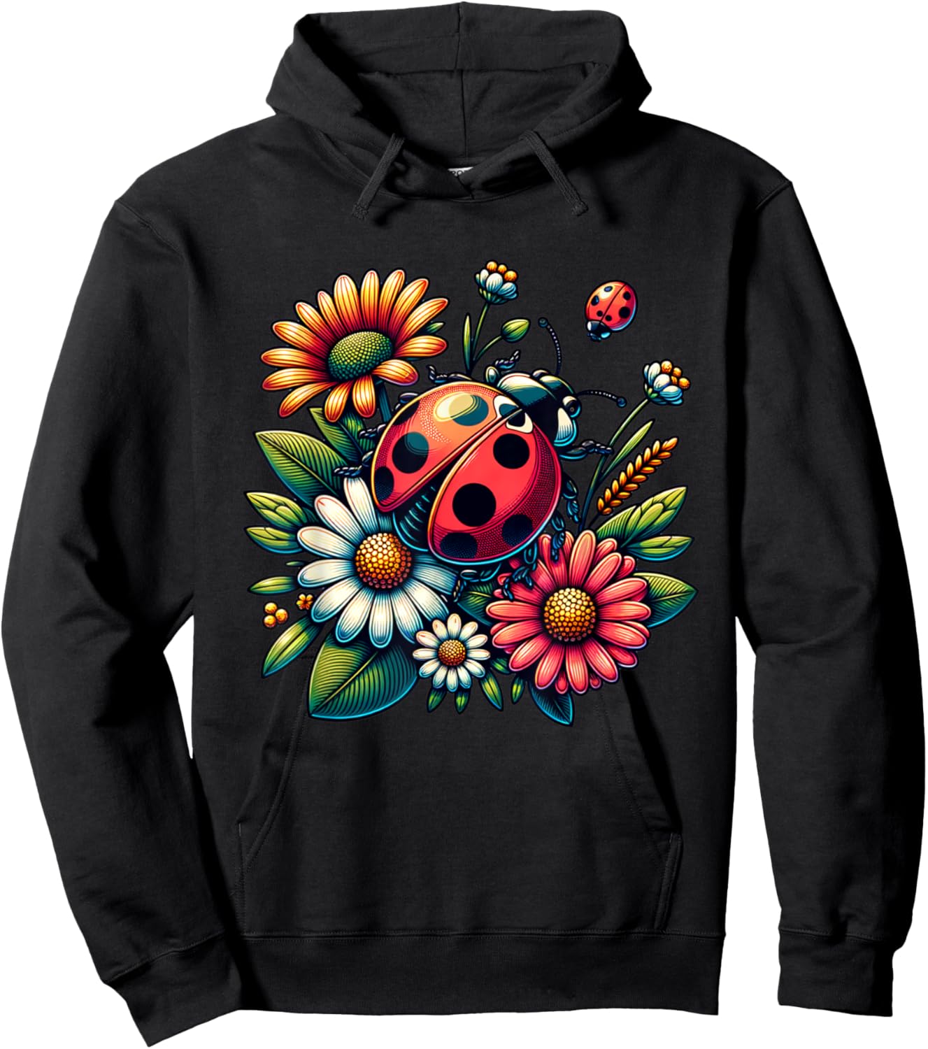 Cute Ladybugs Pop Art Ladybugs Lover Portrait Women Hoodie - Hoodie | Black