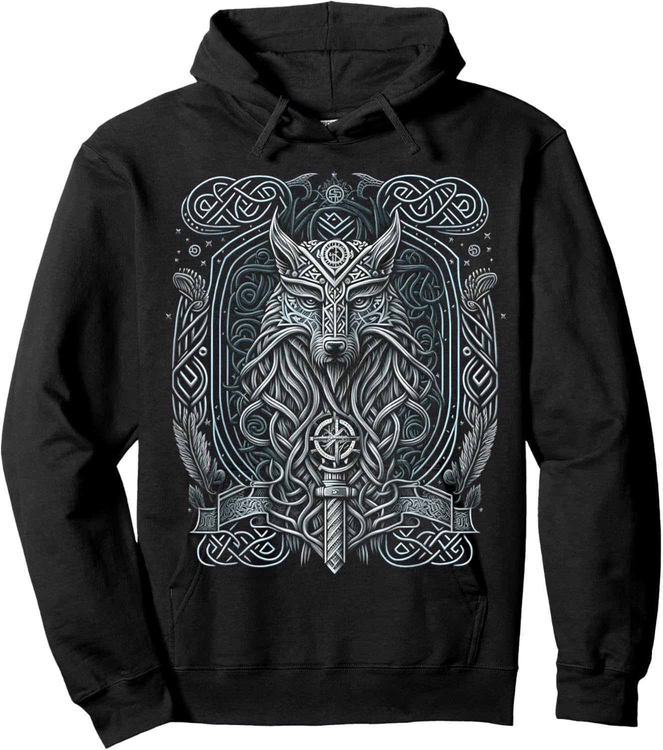 Odins Wolf Viking Norse Runes Nordmann Mythology Hoodie - Hoodie | Black