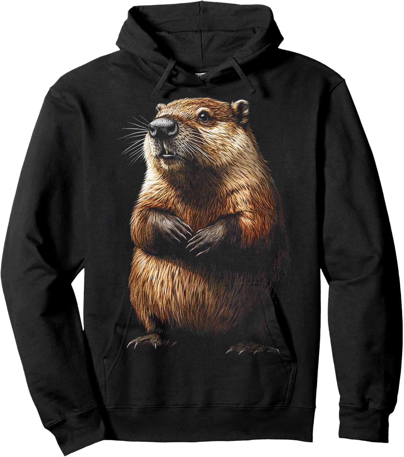 Beaver Animal Motif Artwork Beaver Hoodie - Hoodie | Black