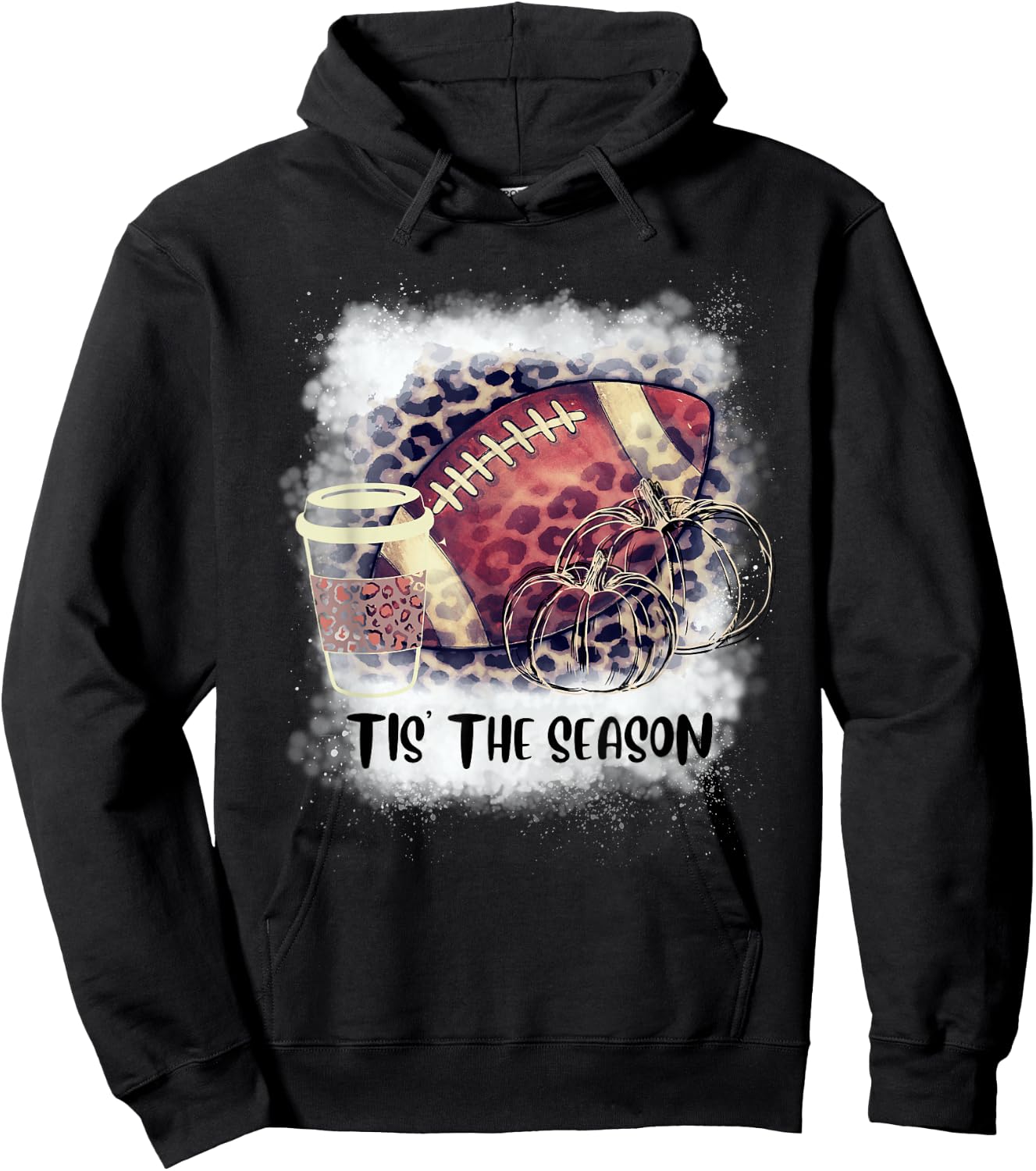Tis the Season Fall Pumpkin Football Coffee Hoodie - Hoodie | Black