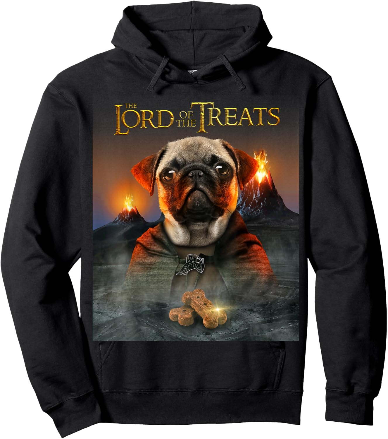LORD OF THE TREATS - Funny & Cute Pug Puppy Hoodie - Hoodie | Black