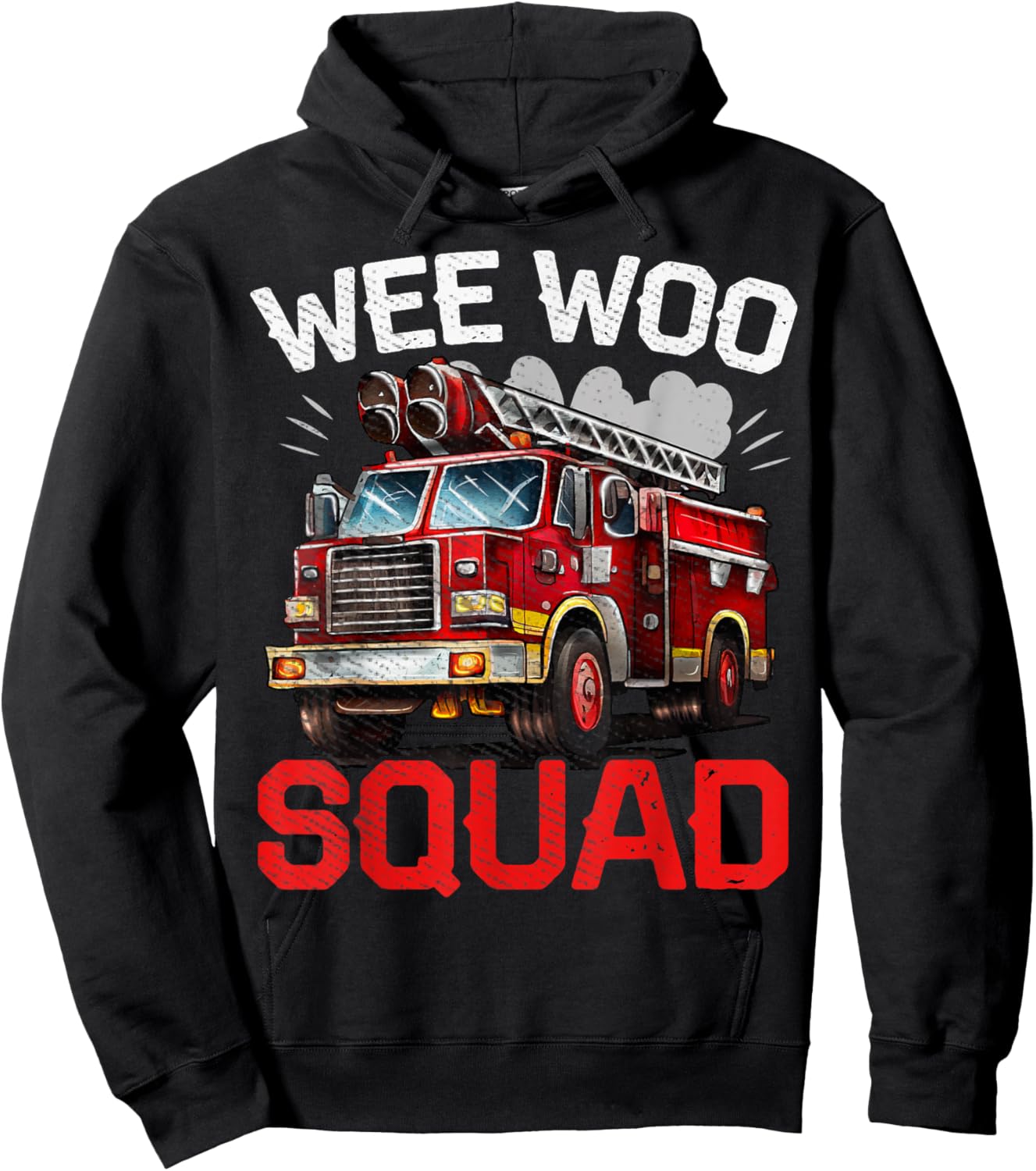 Funny Wee Woo Squad Fire Truck Design for Kids and Adults Hoodie - Hoodie | Black