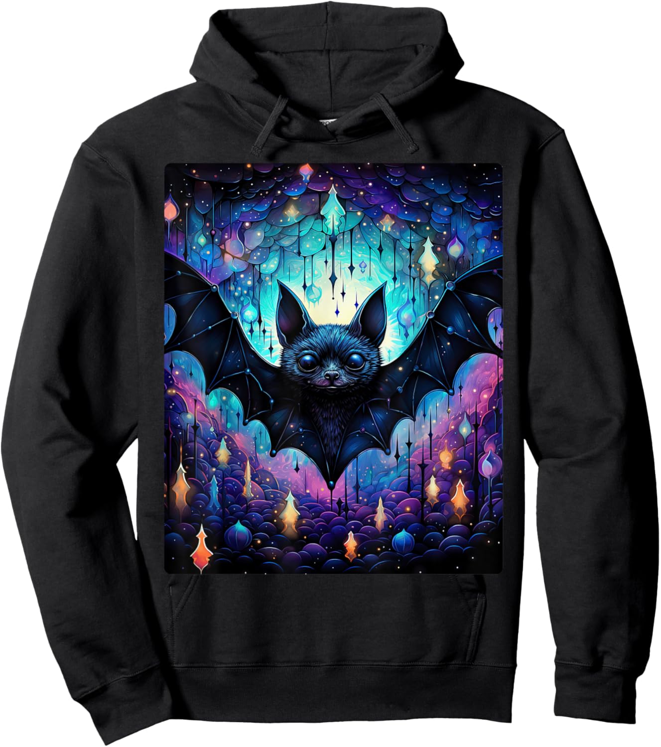 Gothic Bat Spooky Bats Pattern Moon Night Hoodie - Hoodie | Black