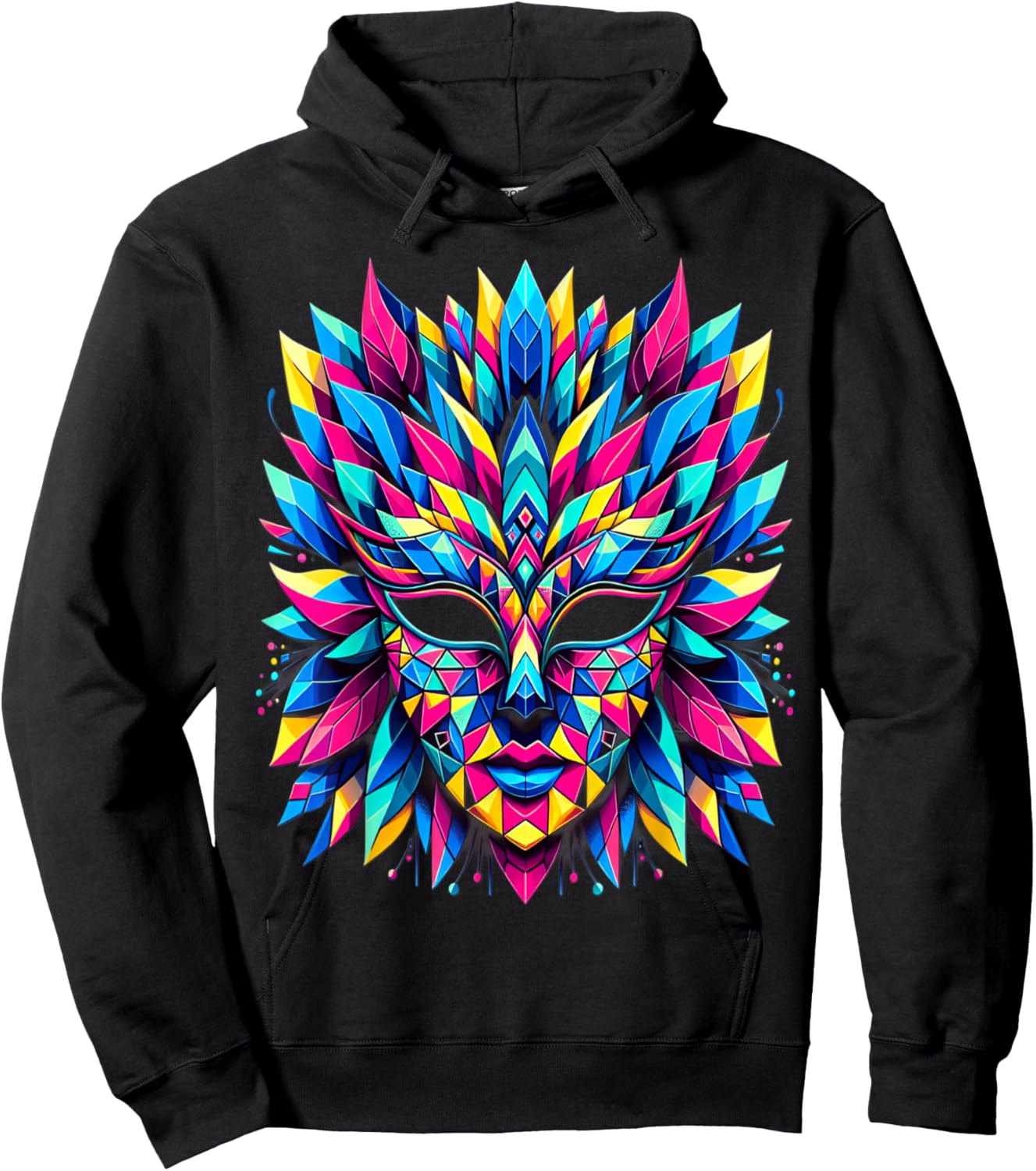 Retro Carnival Mask Brazil Rio , Black, S Hoodie - Hoodie | Black
