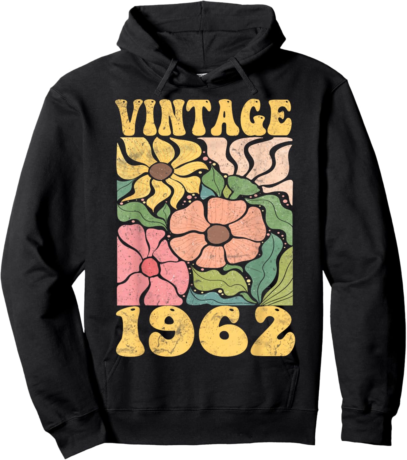 63 Years Old Vintage 1962 63rd Women Birthday Wildflower Hoodie - Hoodie | Black