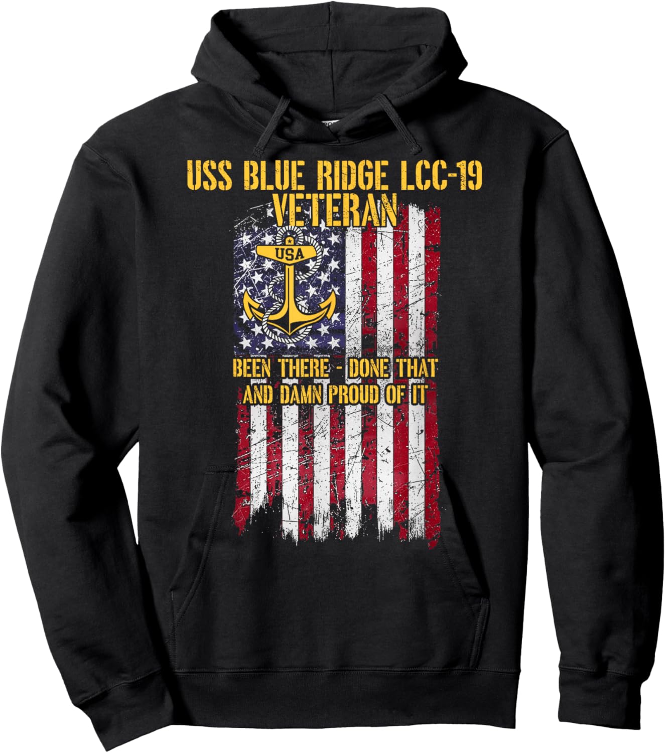 USS Blue Ridge LCC-19 Amphibious Command Ship Veteran Hoodie - Hoodie | Black