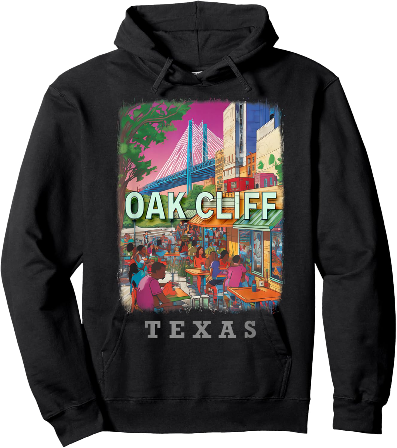 Oak Cliff Texas TX Vibrant Downtown SD539 Hoodie - Hoodie | Black