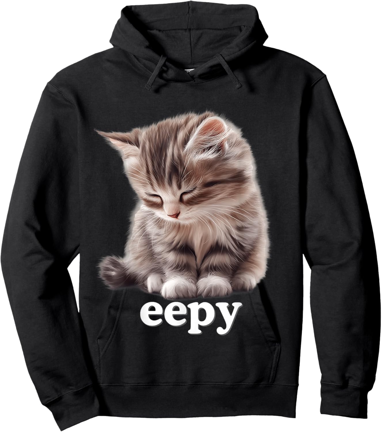 Eepy Cat, Silly Sleepy Cat Meme Cute fluffy cat lovers kitty Hoodie - Hoodie | Black