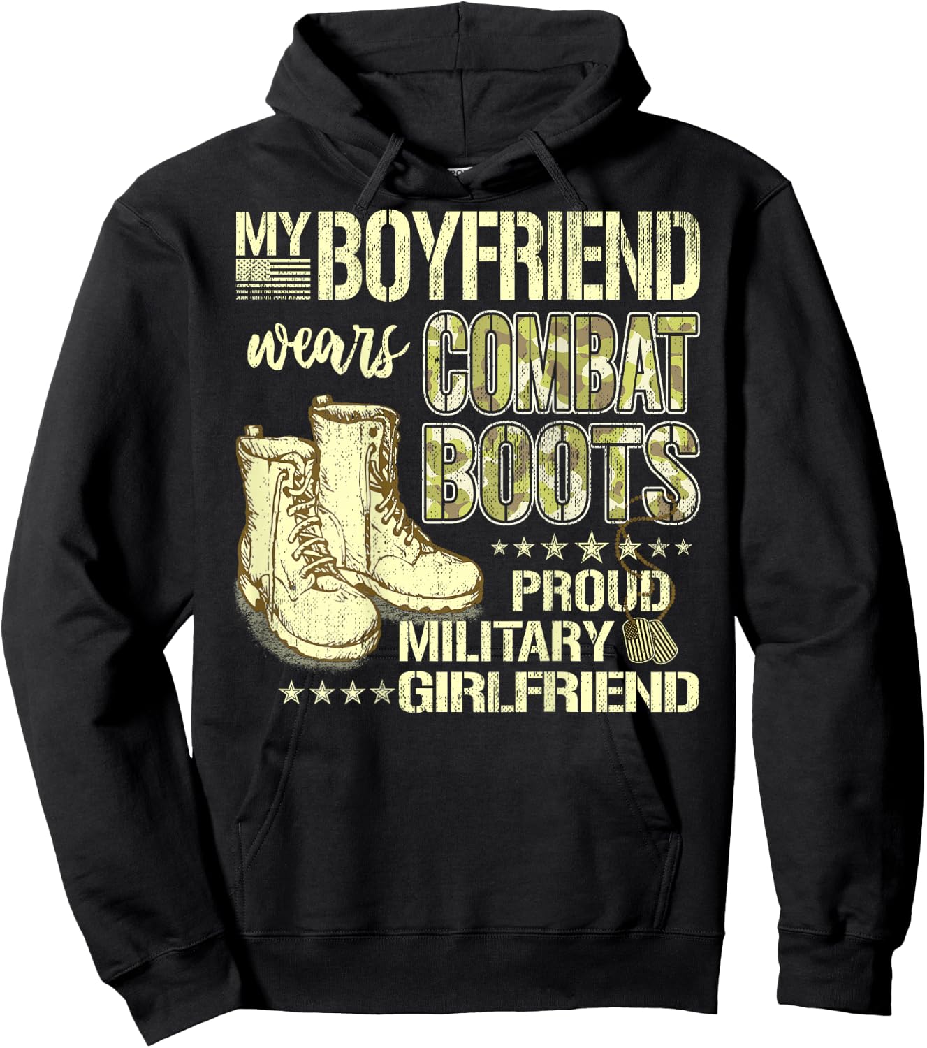 My Boyfriend Wears Combat Boots - Military Girlfriend Gift Hoodie - Hoodie | Black