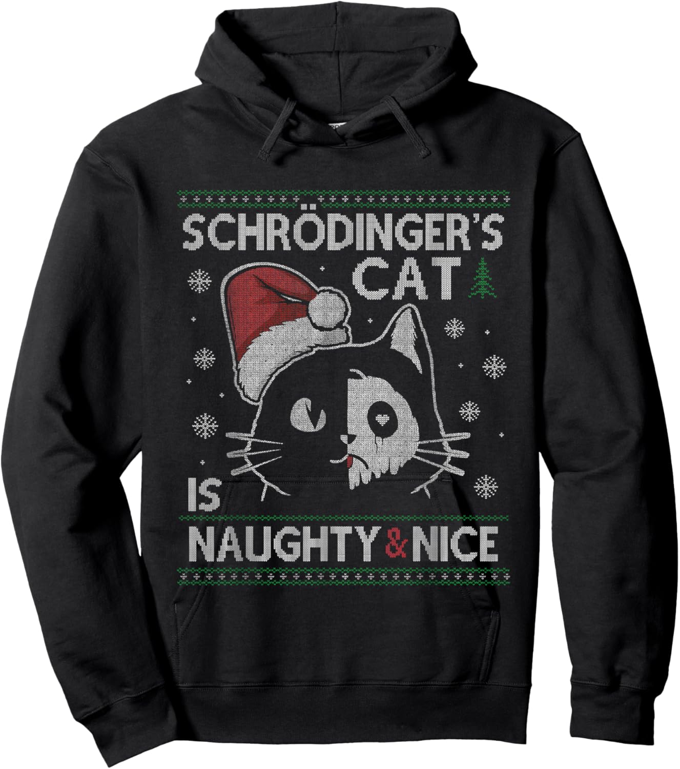 Schrödinger's Cat Is Naughty And Nice Physicist Christmas Hoodie - Hoodie | Black