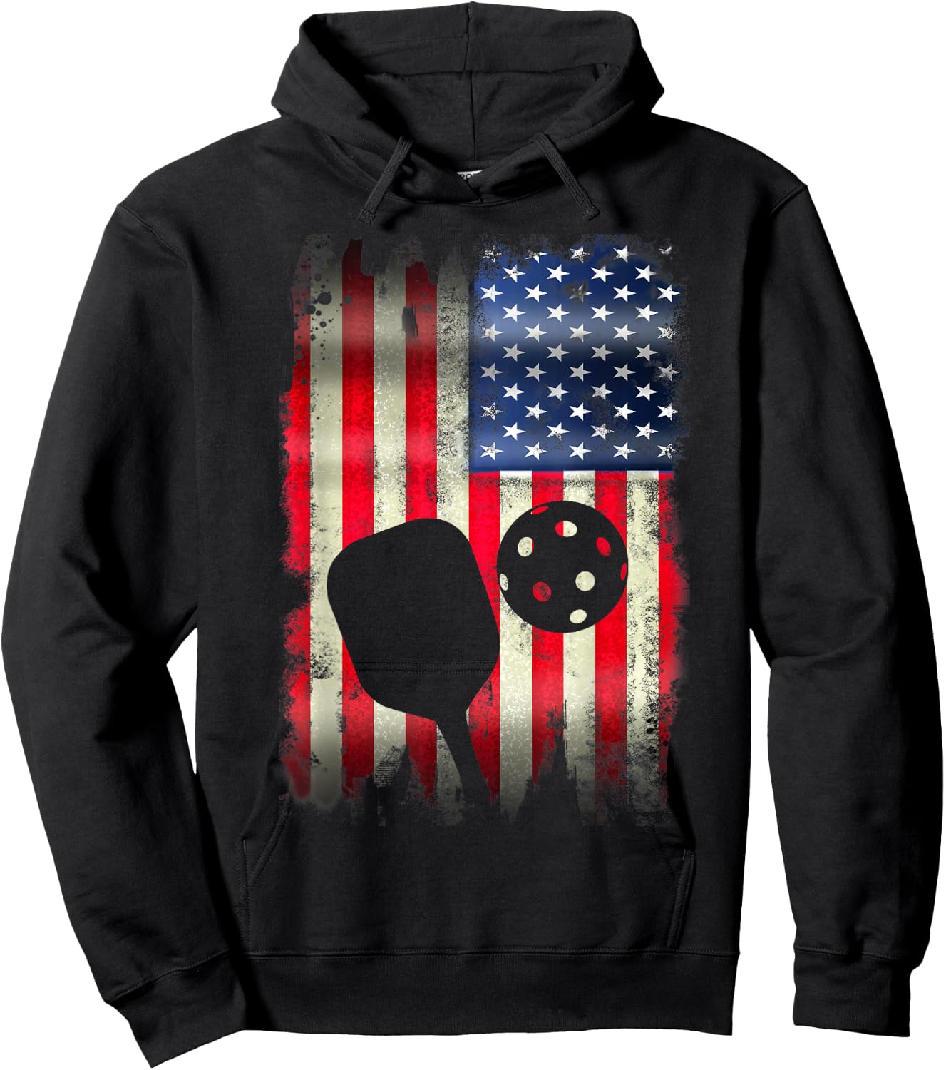 Pickleball Patriotic USA American Flag 4th of July Hoodie - Hoodie | Black