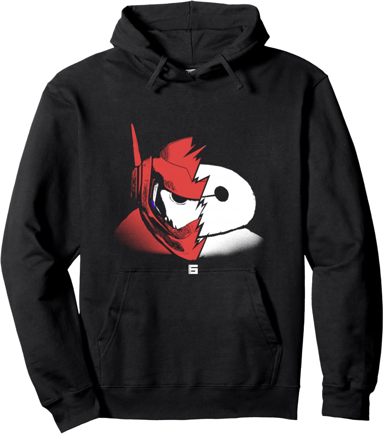 Disney Big Hero 6 Baymax Split Face Epic Shot Distressed Hoodie - Hoodie | Black