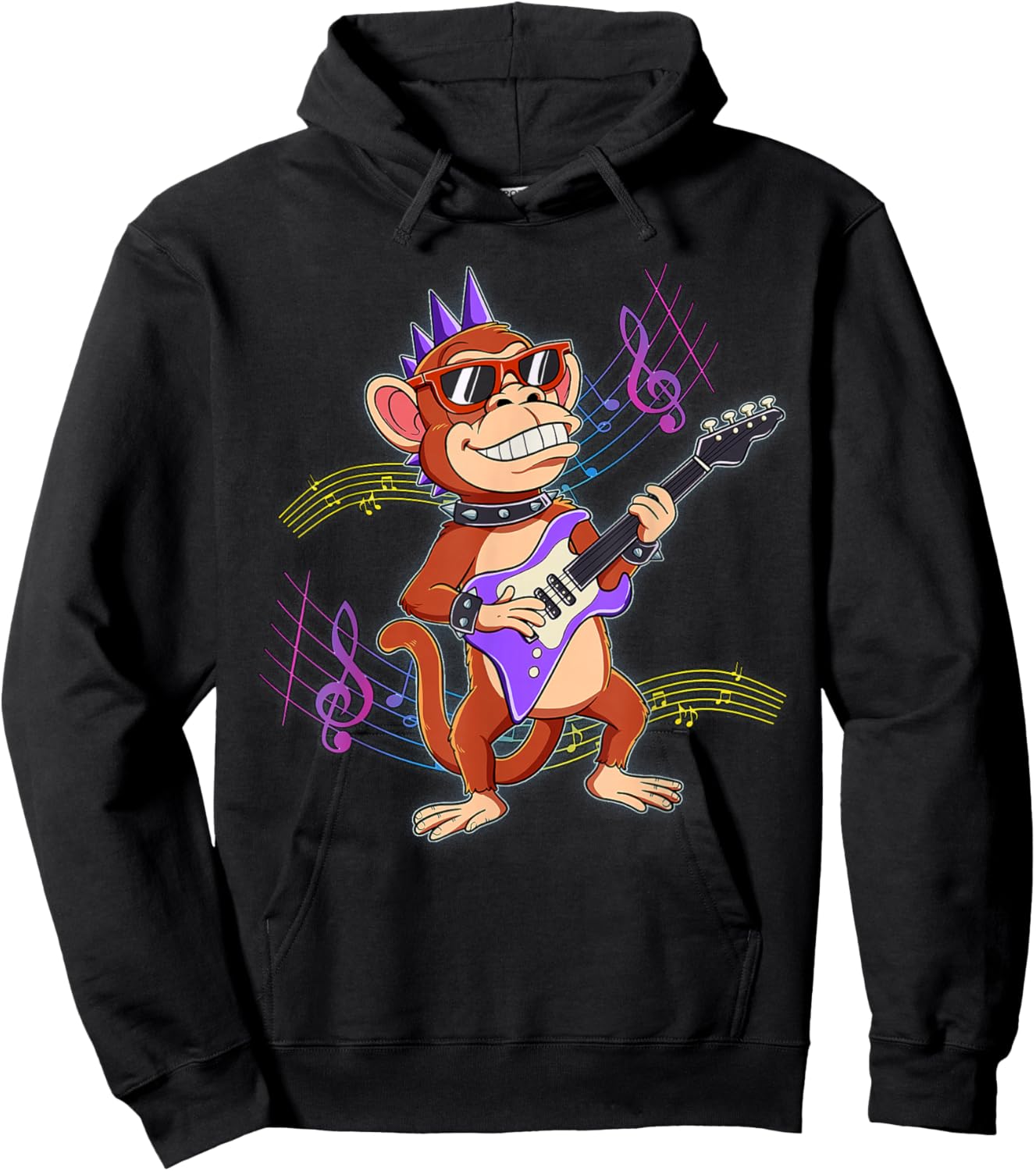 Rockstar Monkey Guitar Hoodie - Hoodie | Black
