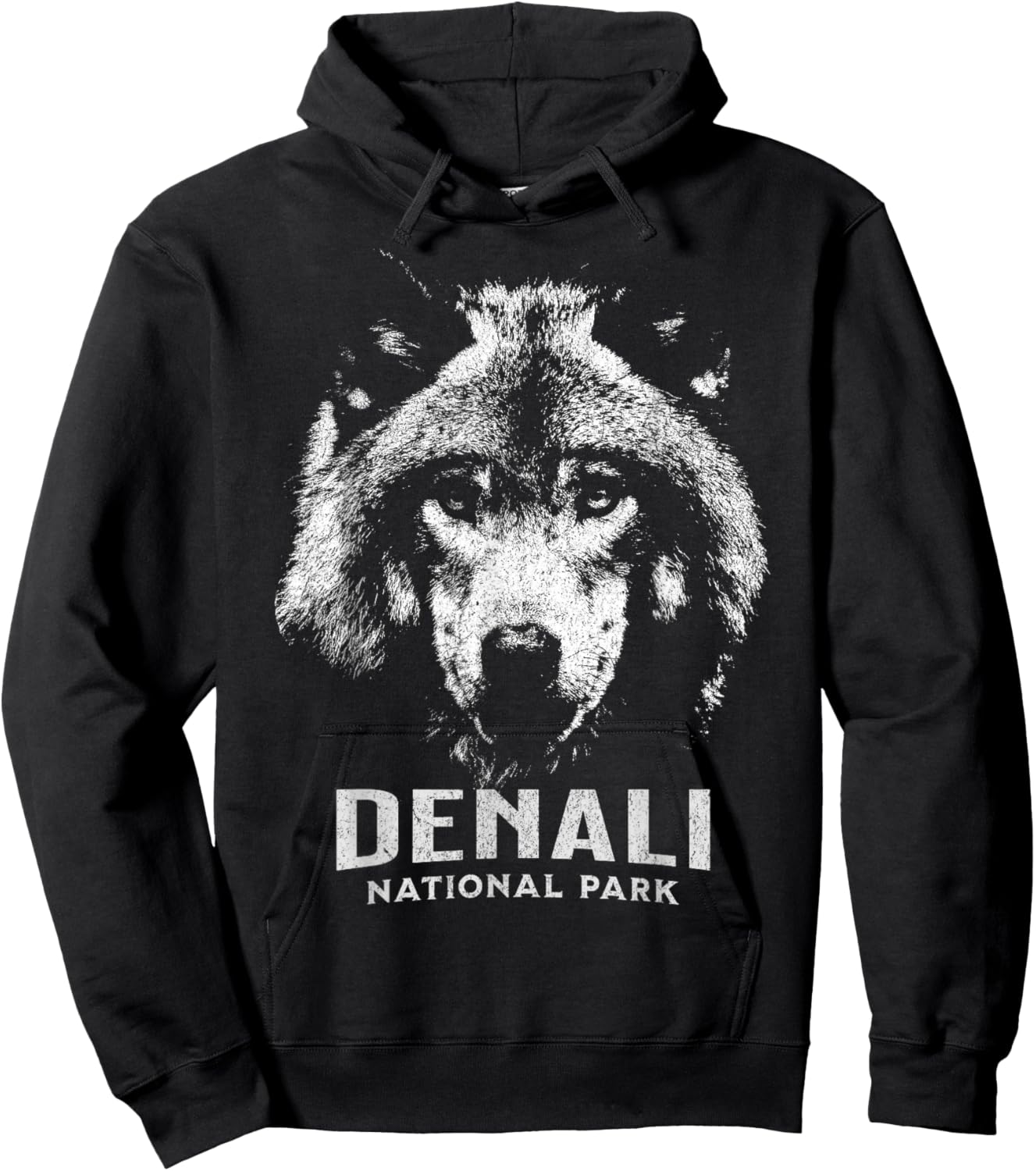Denali National Park Wolf Hoodie - Hoodie | Black