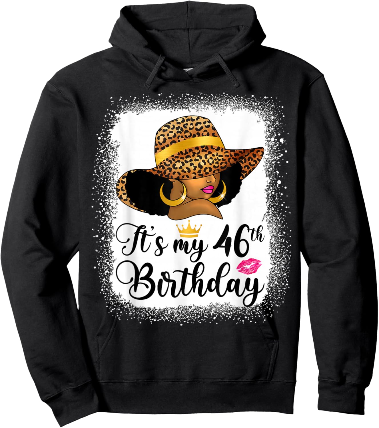 African American Woman It's My 46th Birthday Black Queen Hoodie - Hoodie | Black