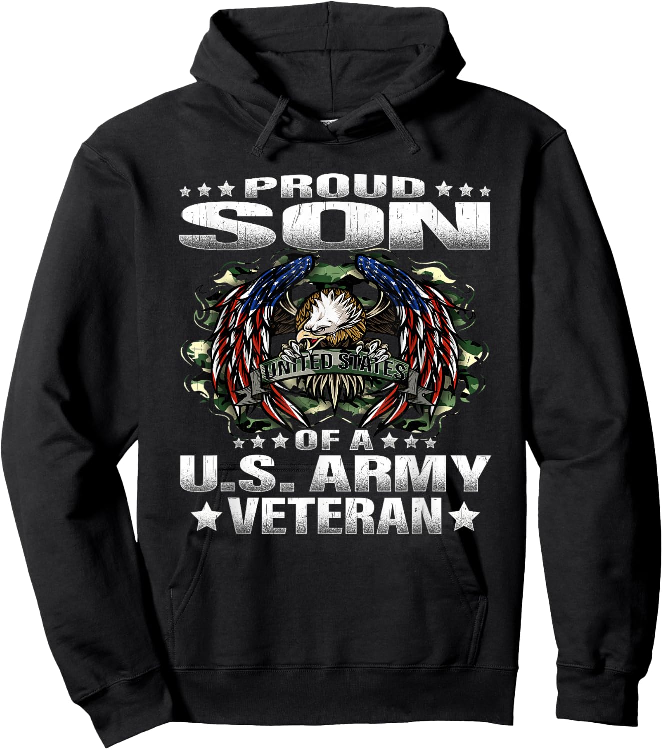 Proud Son Of A US Army Veteran Military Vet's Child Hoodie - Hoodie | Black