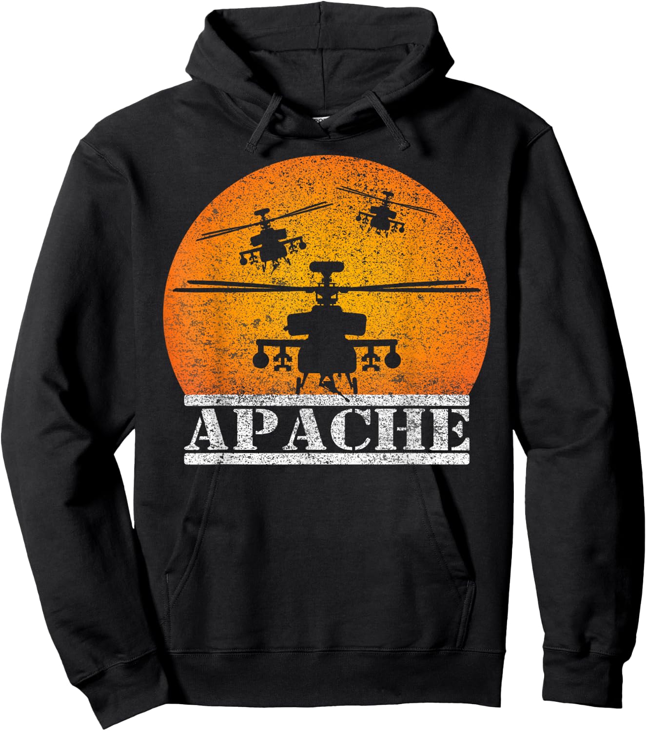 Apache Helicopter AH64 Attack Helicopters Pilot Sunset Hoodie - Hoodie | Black