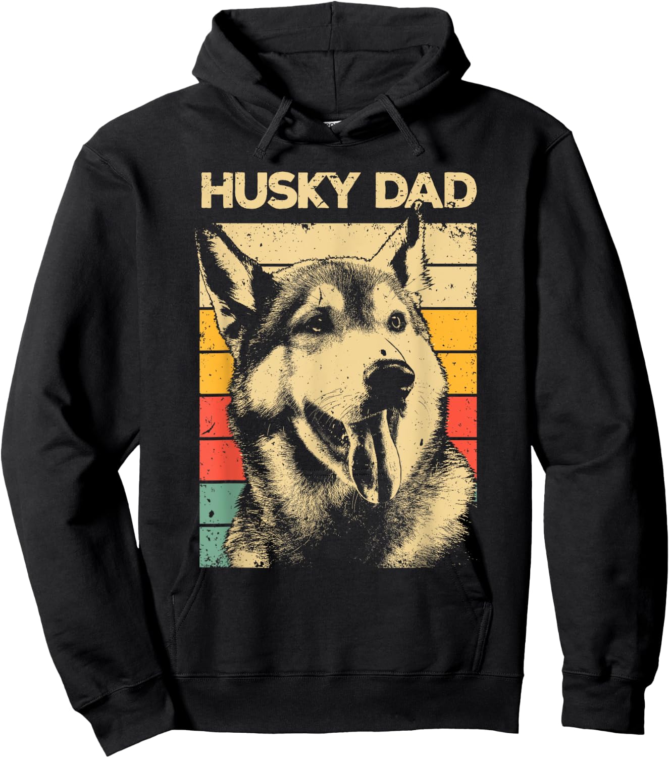 Husky Dad Art For Father Men Husky Lover Siberian Husky Dog Hoodie - Hoodie | Black