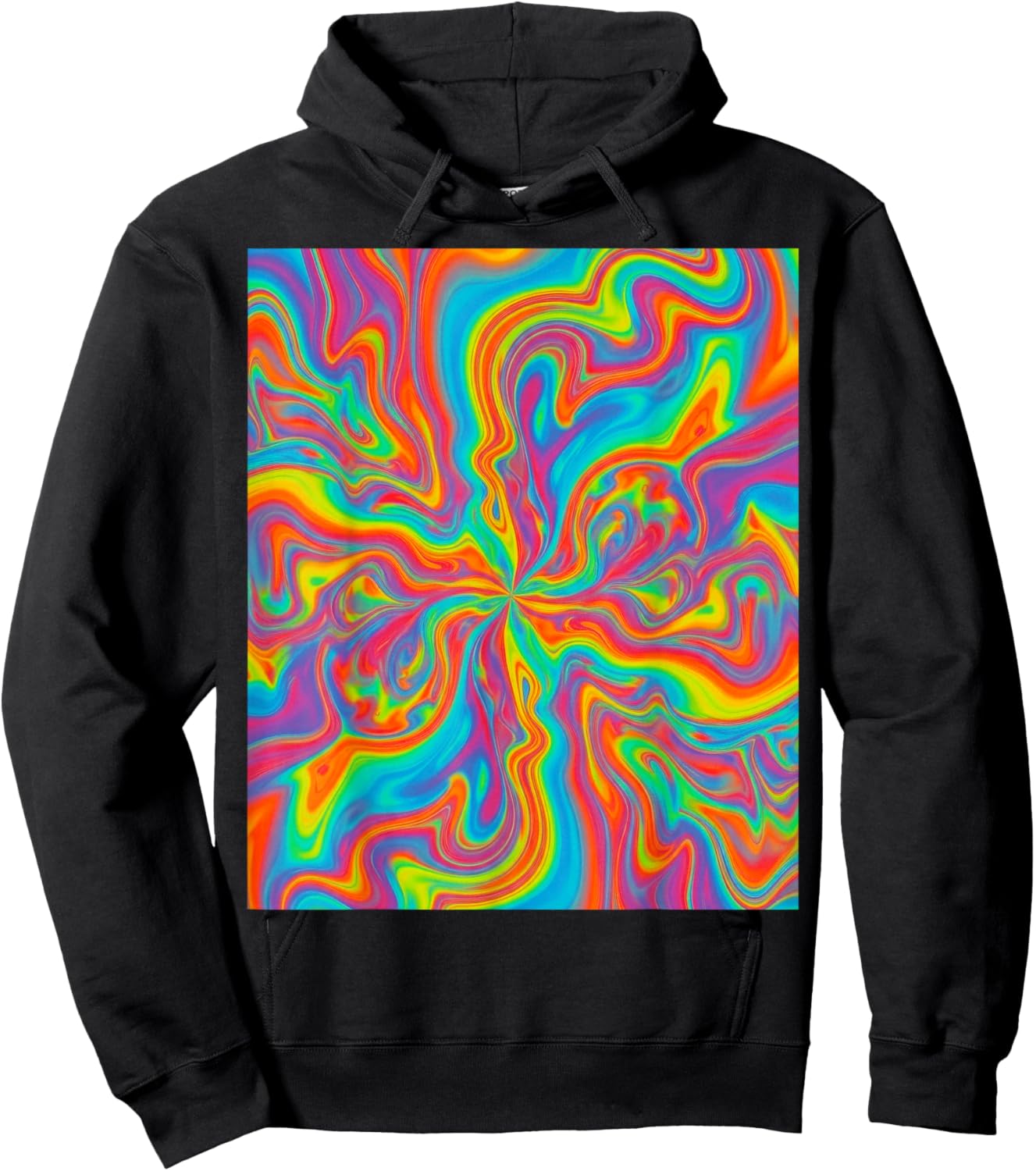 Psychedelic Rainbow Swirl Trippy Abstract Colorful Art Hoodie - Hoodie | Black