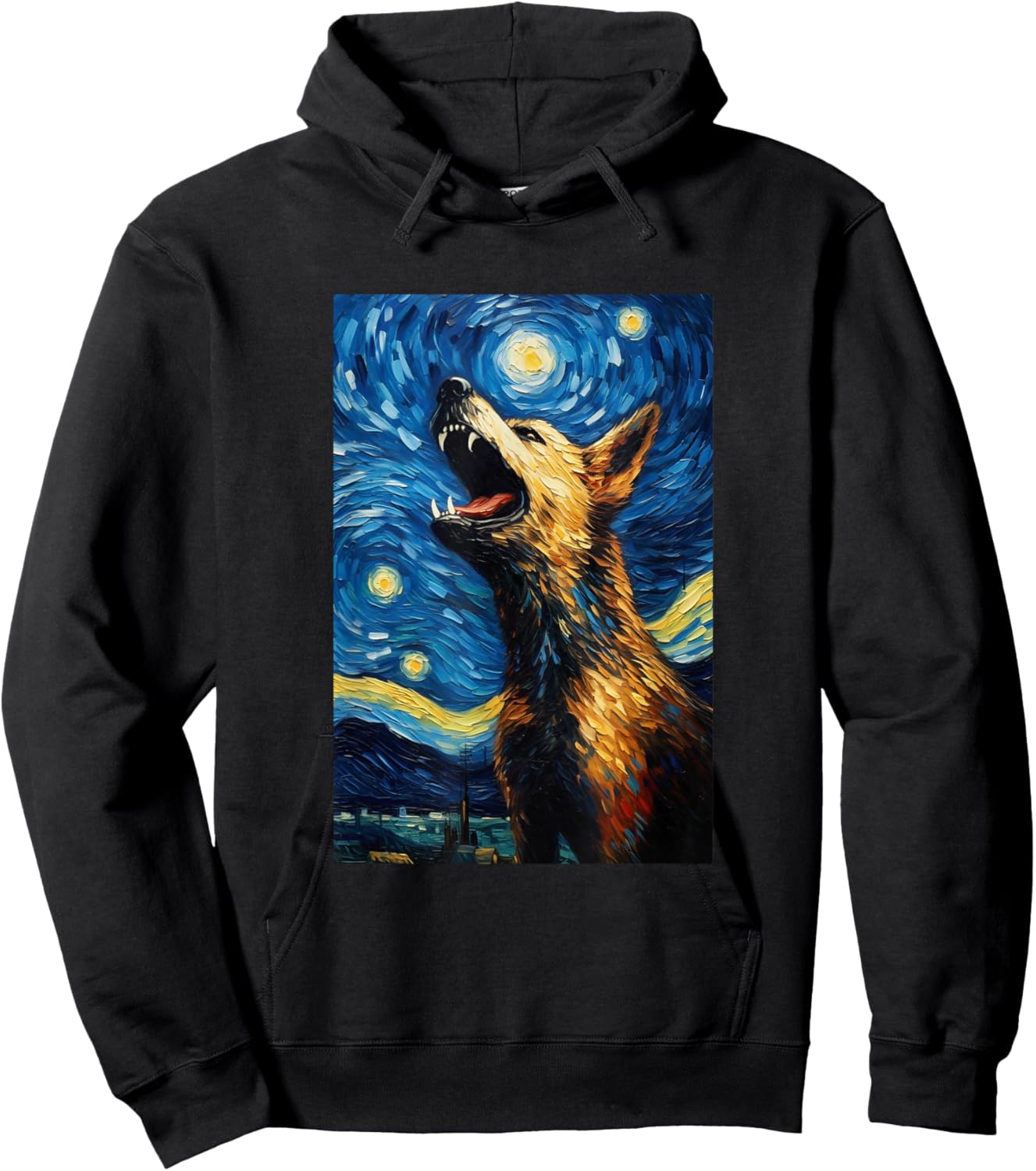 German Shepherd Dog Doggy - Van Gogh Style - Starry Night Hoodie - Hoodie | Black