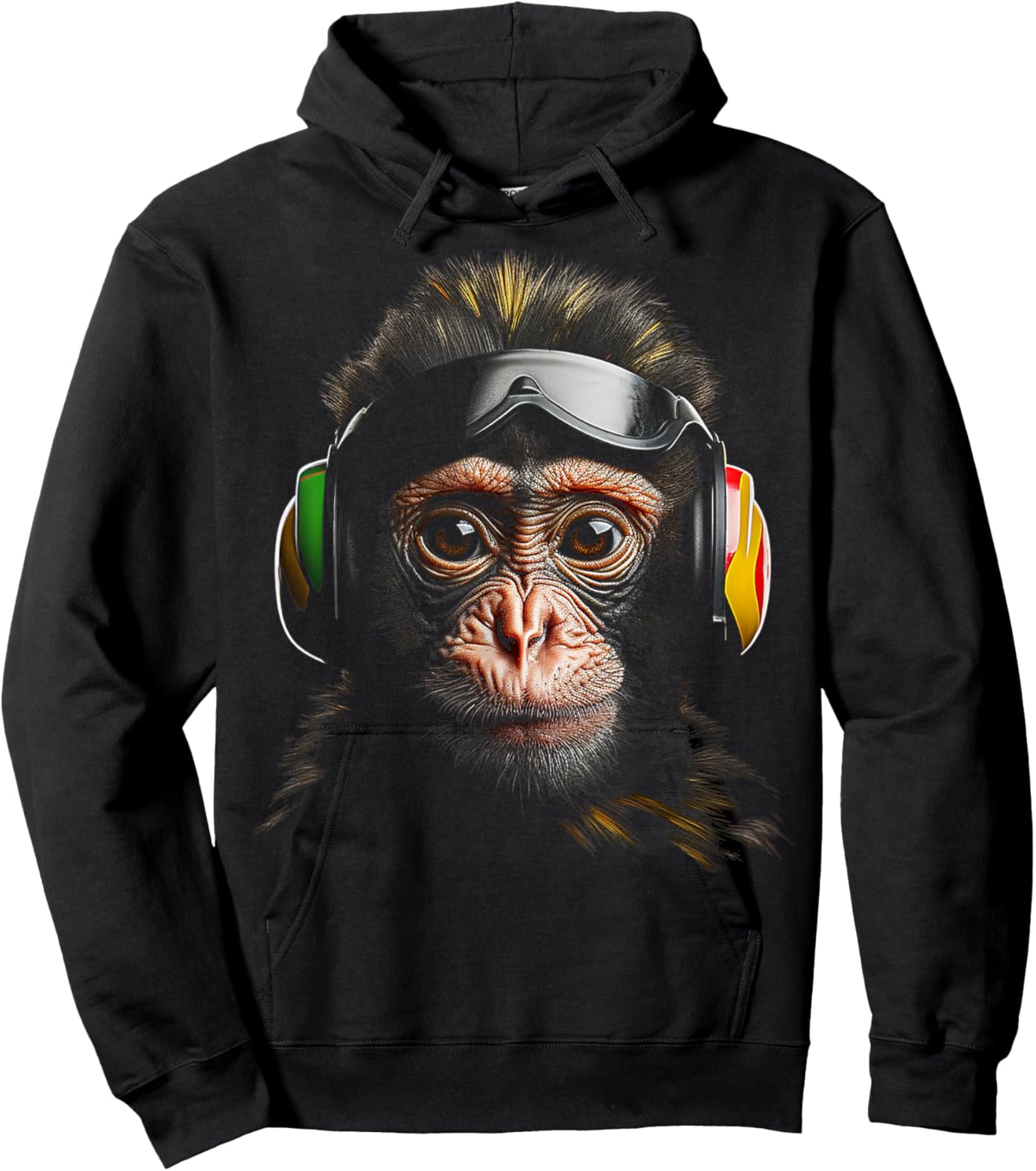 Monkey Headphone Animal Sunglass Art Monkey Hoodie - Hoodie | Black