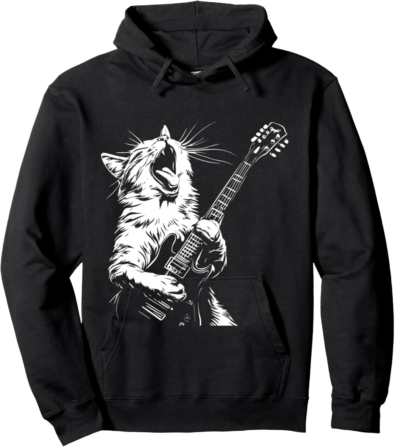 Funny Cat Playing Guitar Hoodie - Hoodie | Black