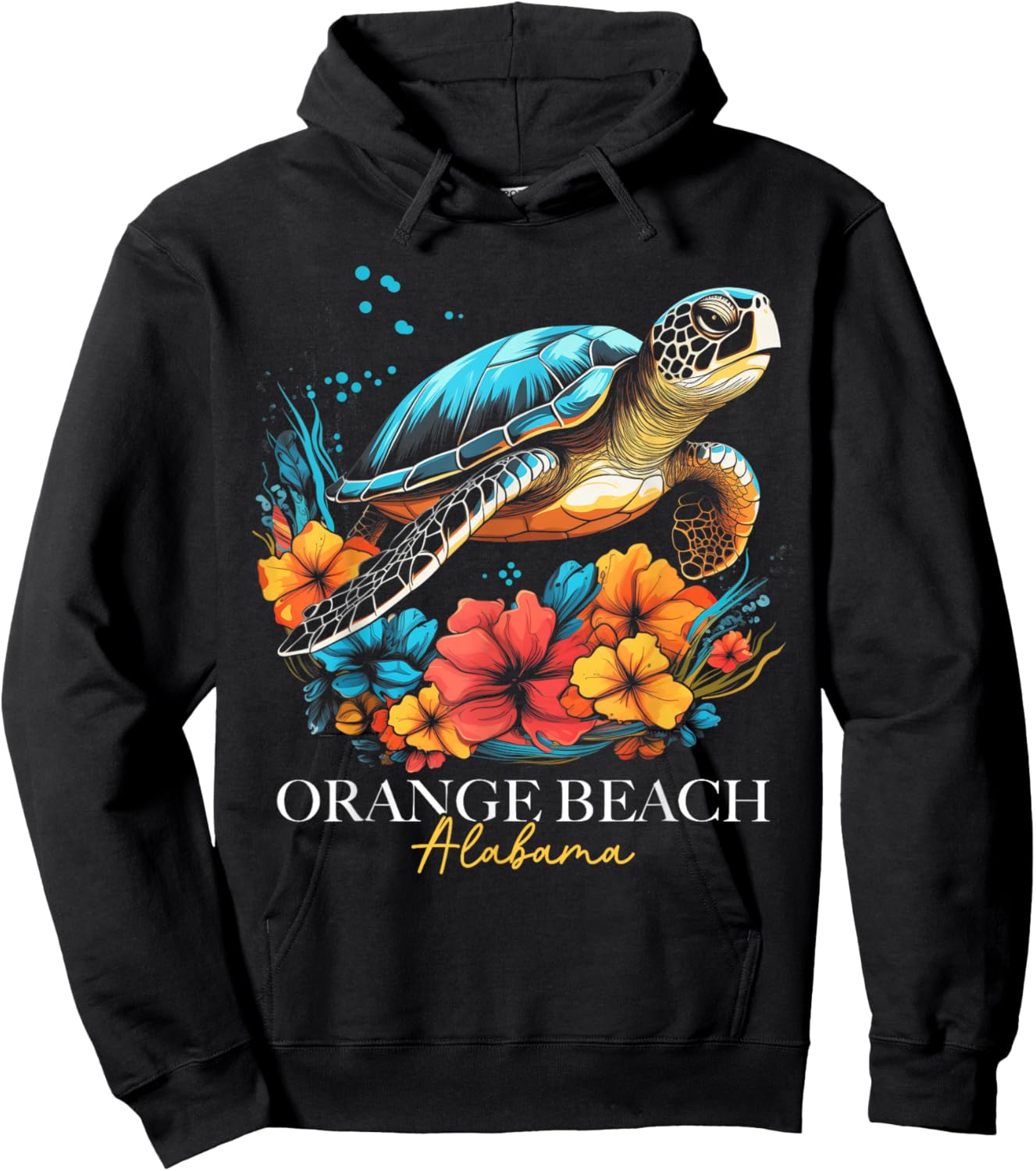 Orange Beach Alabama Sea Turtle Surf Surfer Hoodie - Hoodie | Black
