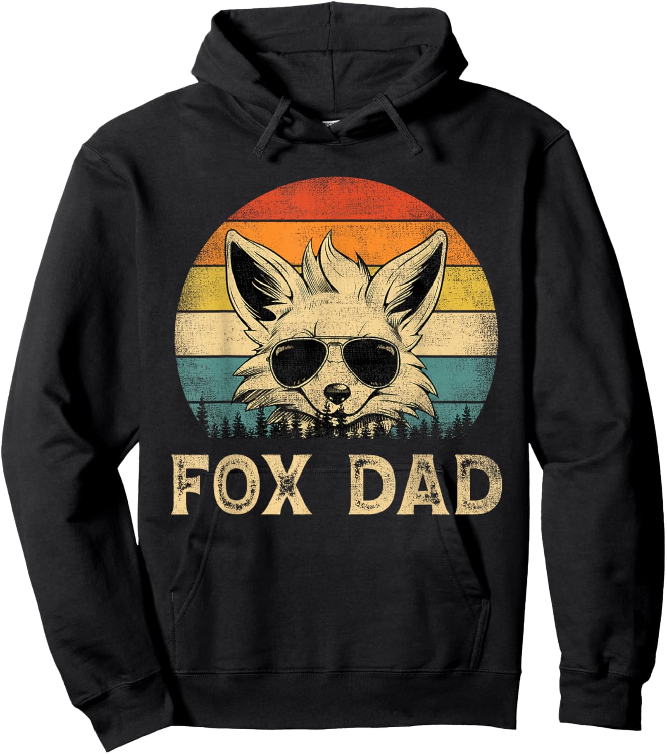Vintage Fox Dad Fox Lovers Daddy Father's Day Hoodie - Hoodie | Black
