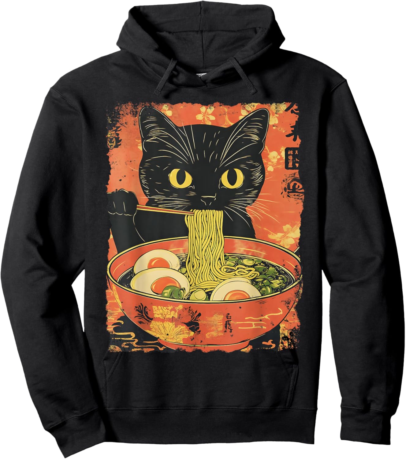 Cat Ramen Funny Graphic Japanese Kawaii Cat Anime Gifts Hoodie - Hoodie | Black