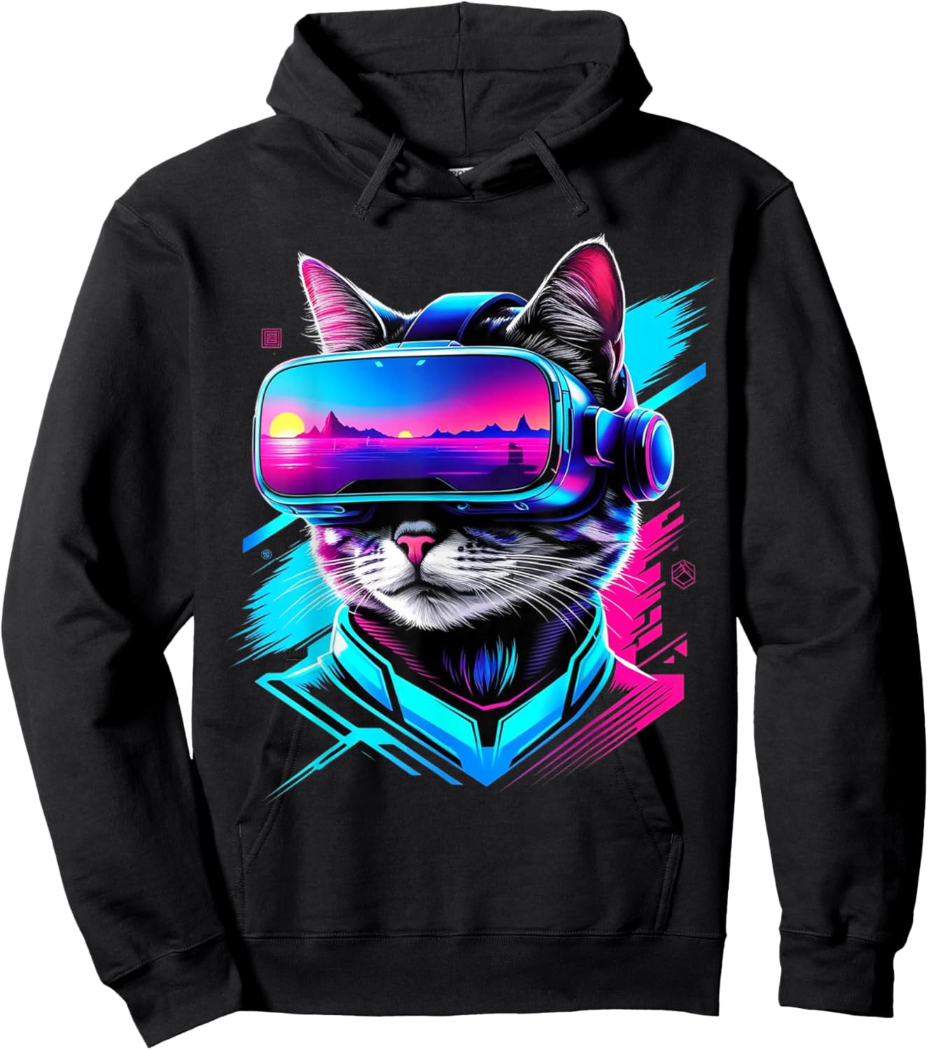 Funny VR Gamer Cat In VR Headset Virtual Reality Gaming Hoodie - Hoodie | Black