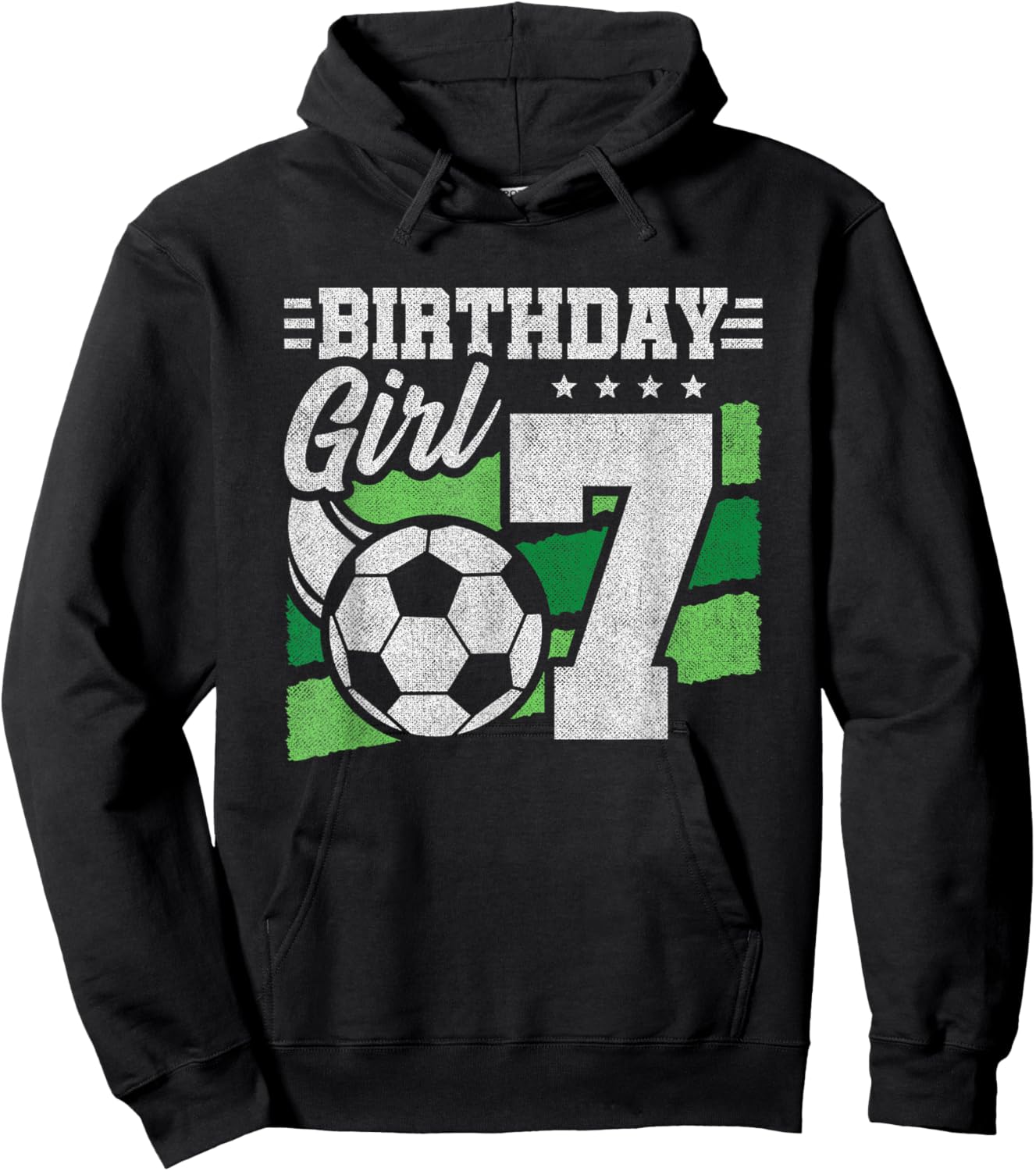 Girls 7th Birthday - Soccer Party 7 Year Old Girl Birthday Hoodie - Hoodie | Black