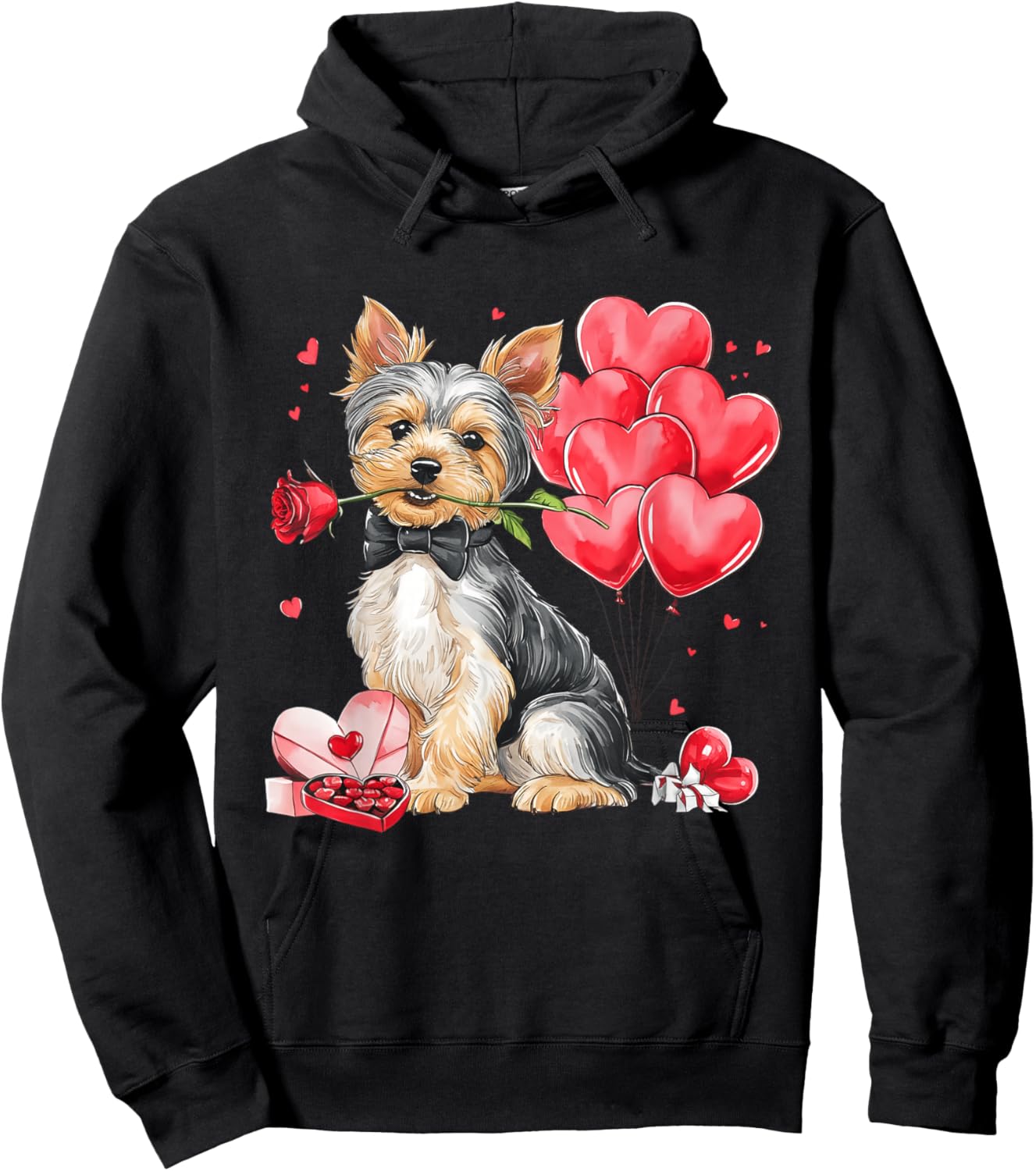 Yorkshire Terrier Dog Owner Heart Balloon Yorkie Valentine Hoodie - Hoodie | Black
