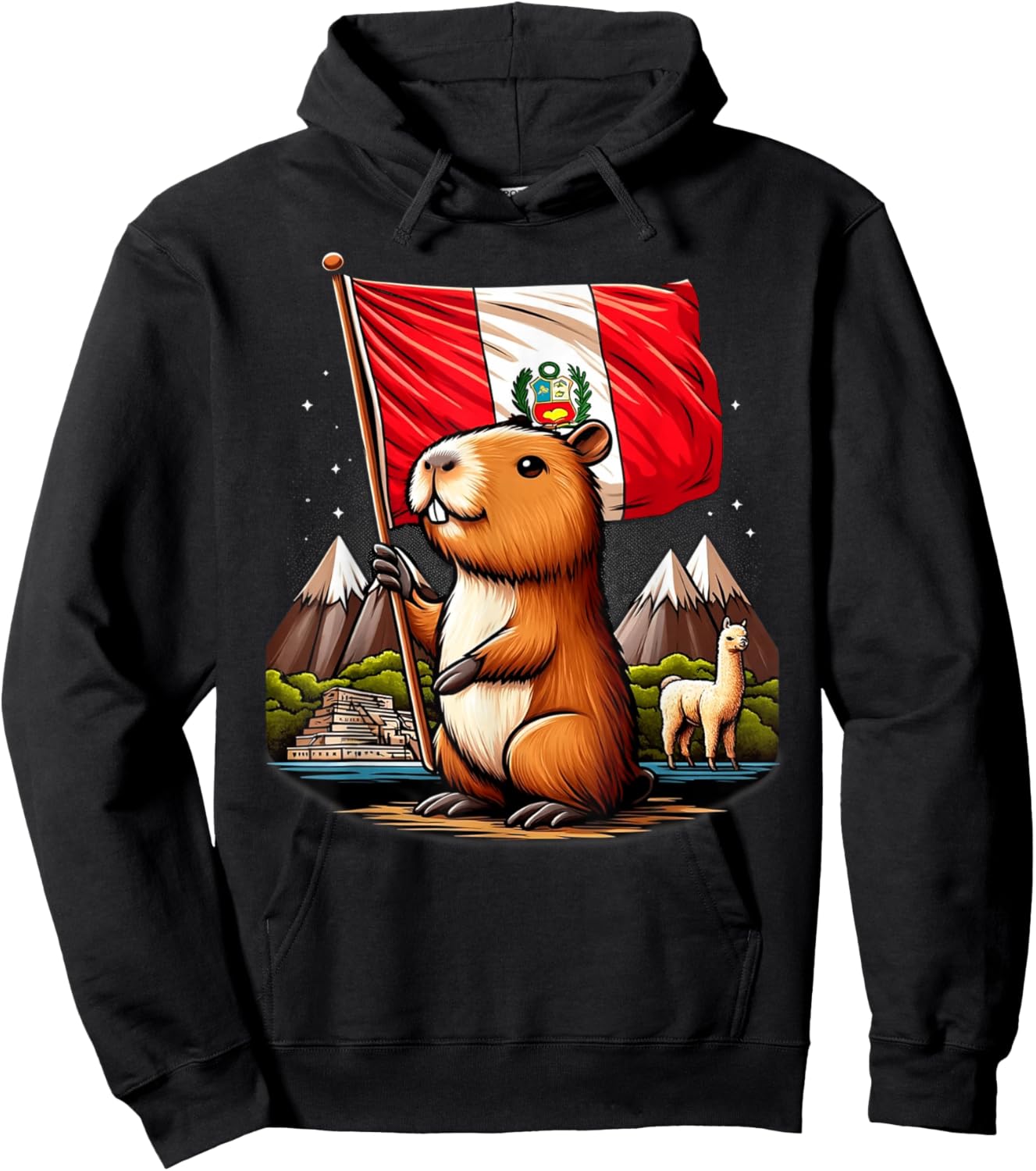 Peruvian Capybara Peru Flag - Ronsoco Fiestas Patrias Hoodie - Hoodie | Black