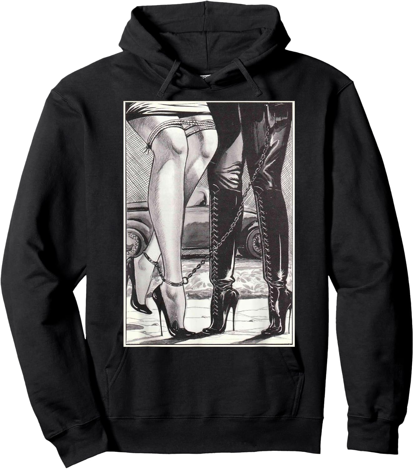 Hot Lesbian Rope Bondage Lovers Lesbian High Heel Dominatrix Hoodie - Hoodie | Black