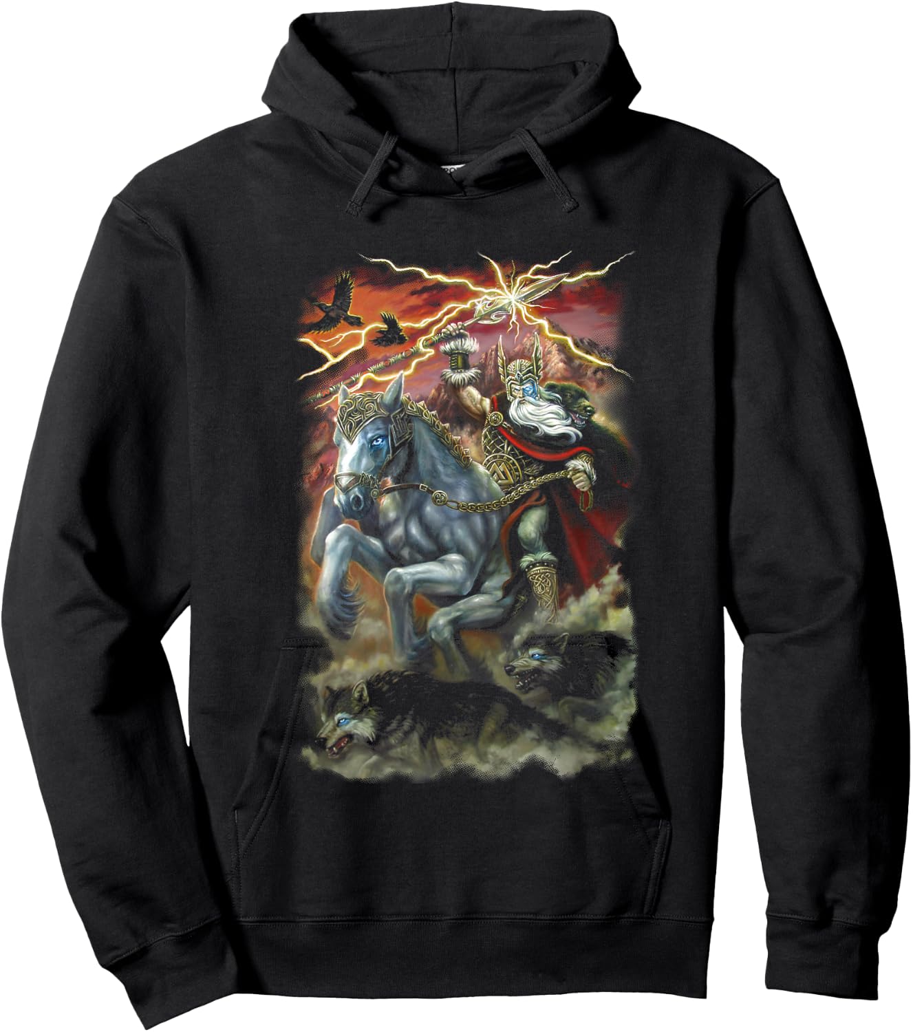 Odin Sleipnir horse norse nordic asatru Viking Fantasy art Hoodie - Hoodie | Black