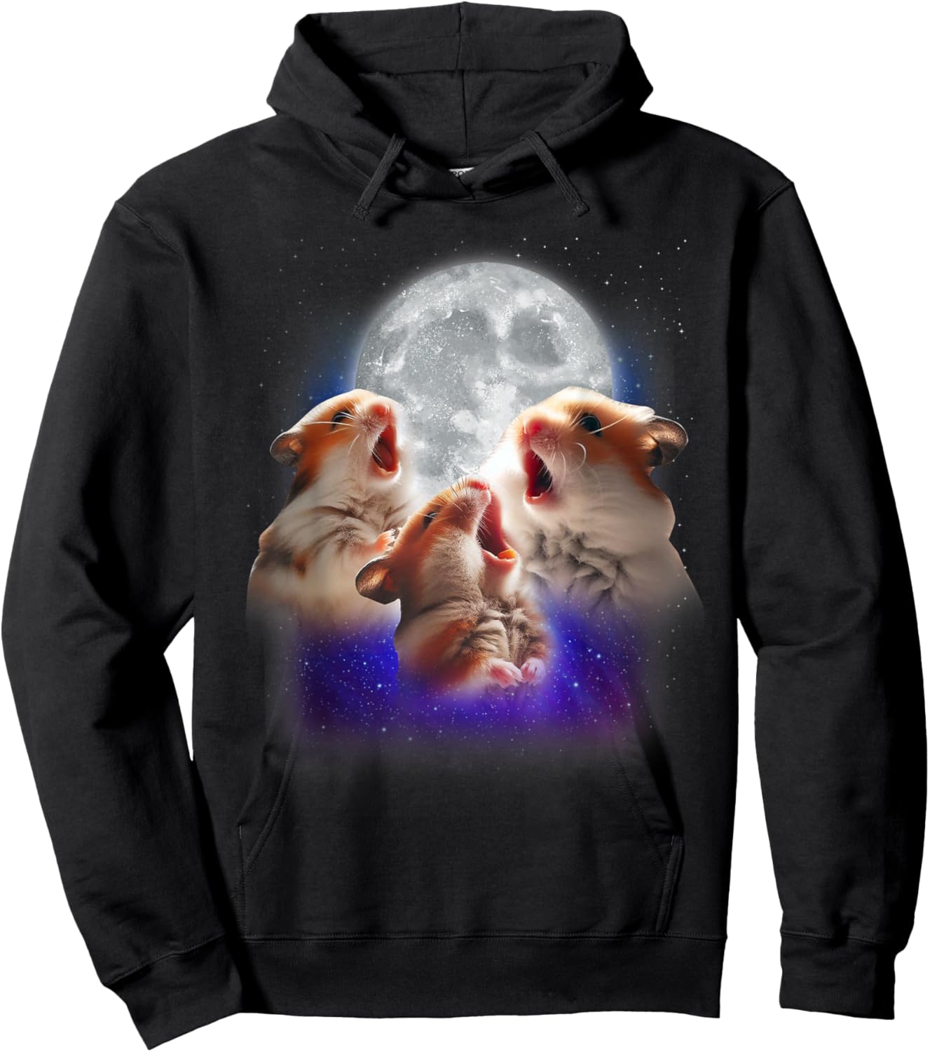 3 Hamsters Howling At The Moon Funny Pet Hamster Lover Kids Hoodie - Hoodie | Black