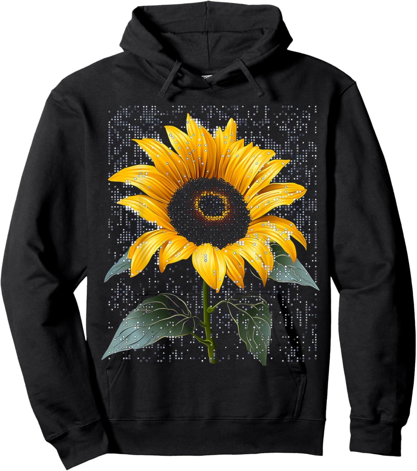 Sunflower Nature Motif Art Graphic Sunflower Hoodie - Hoodie | Black
