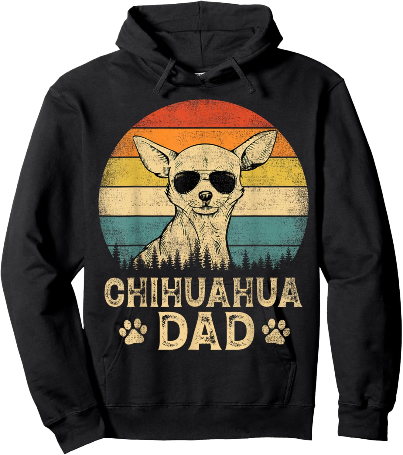 Vintage Chihuahua Dad Dog Lovers Father's Day Hoodie - Hoodie | Black
