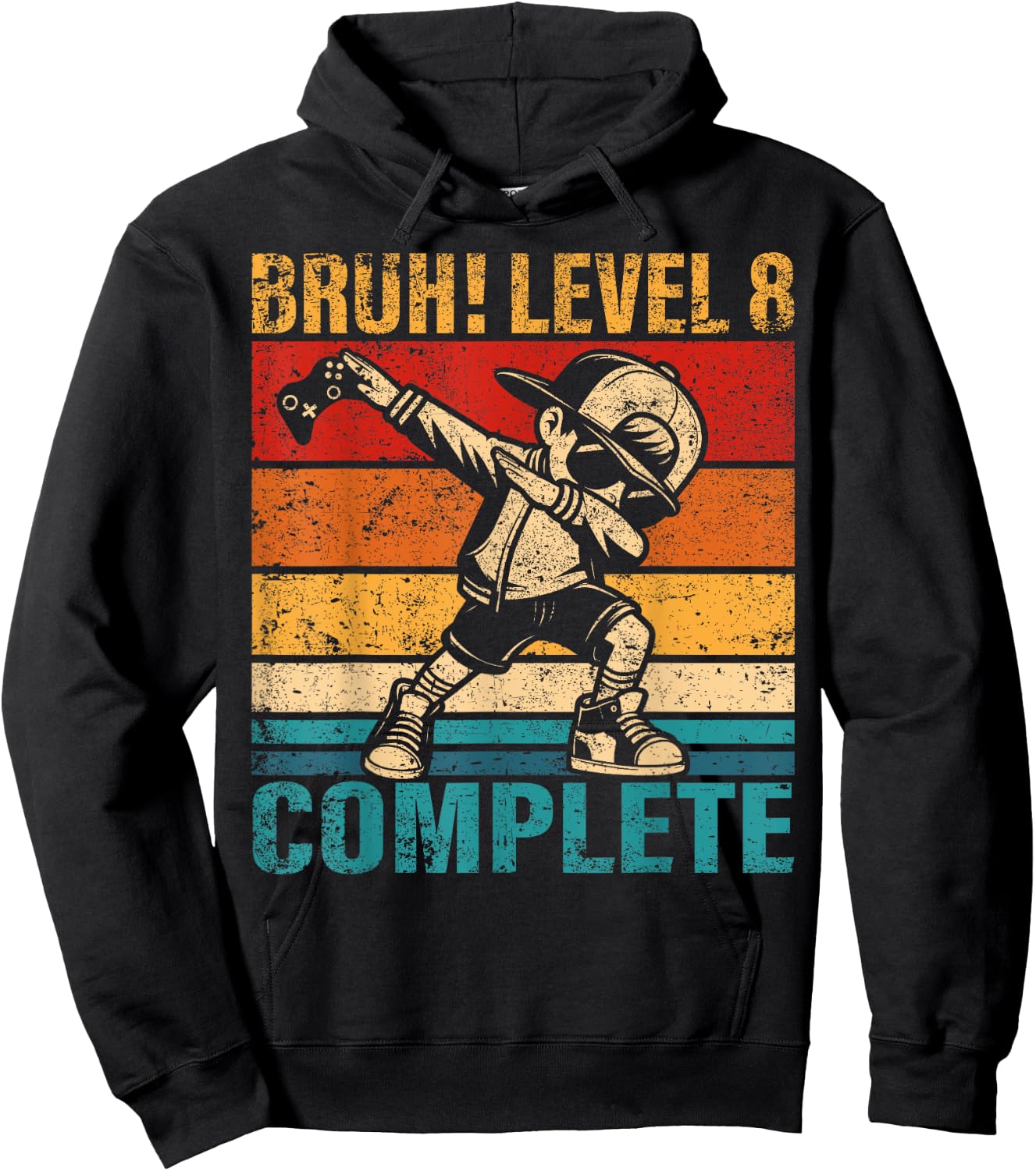 8 Years Old Birthday Dabbing Boy Bruh Level 8 Complete Hoodie - Hoodie | Black