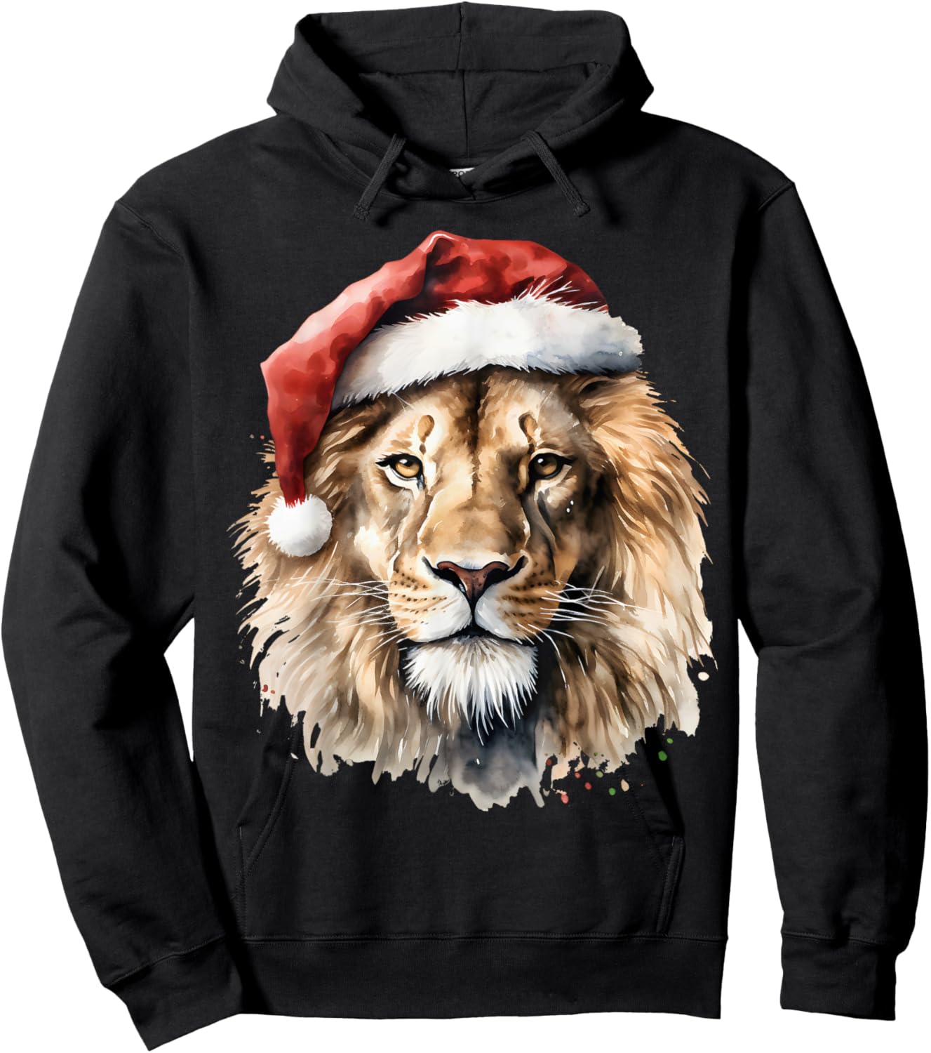 Lion Lover Santa Hat Christmas Zoologist Pajamas Xmas wild Hoodie - Hoodie | Black
