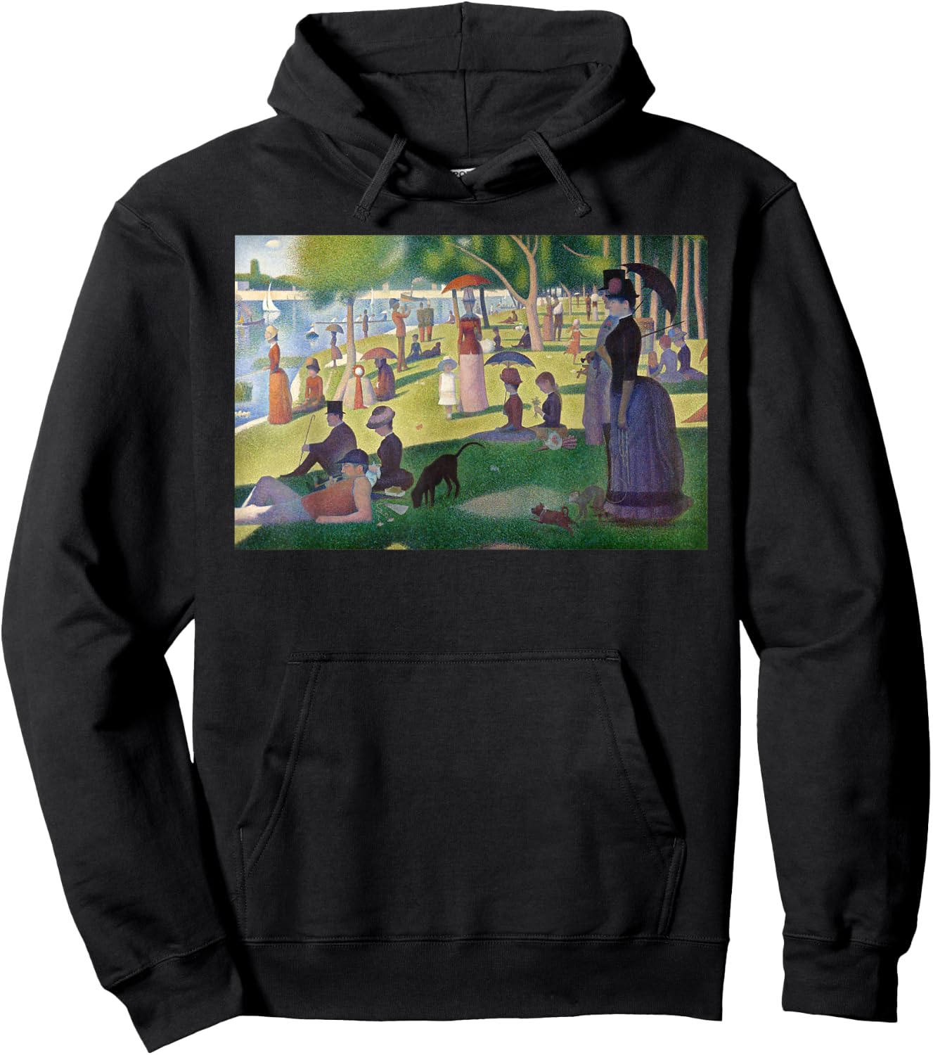 Seurat Sunday Afternoon Famous Painting By Seurat Hoodie - Hoodie | Black