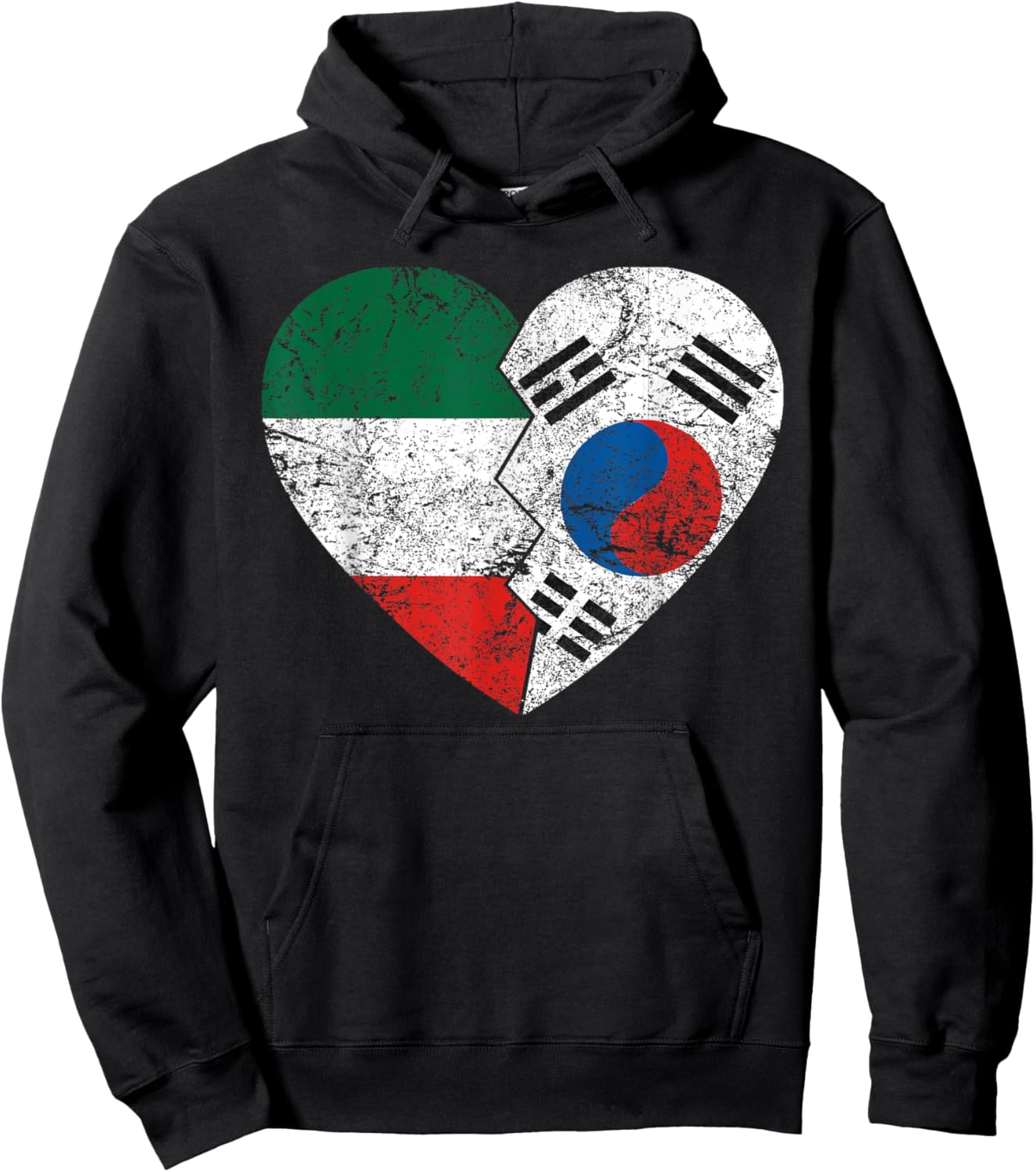 South Korean Italian Flags Heart | Italy South Korea Roots Hoodie - Hoodie | Black