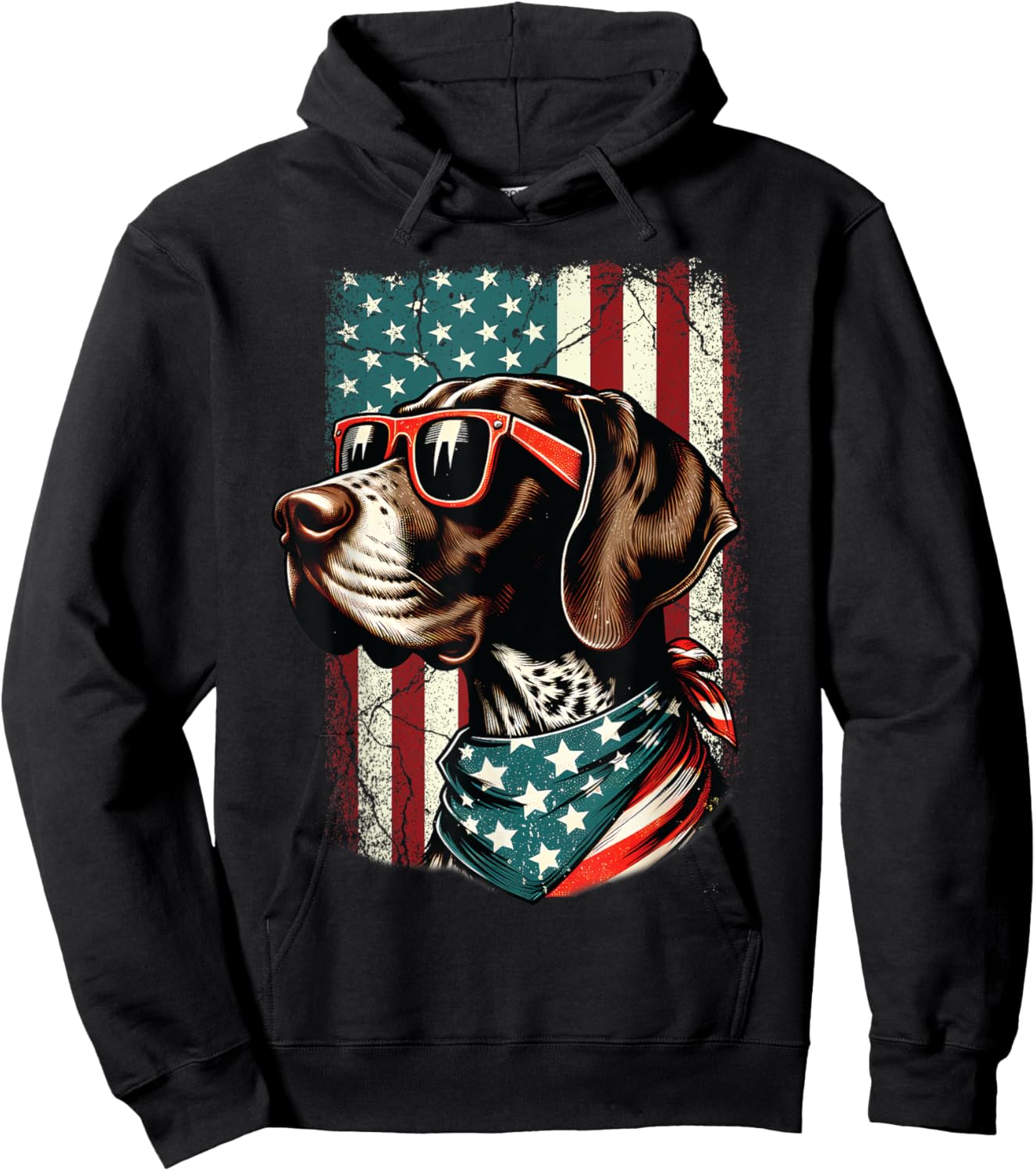 Patriotic German Shorthaired Pointer Dog 4th Of July USA Hoodie - Hoodie | Black